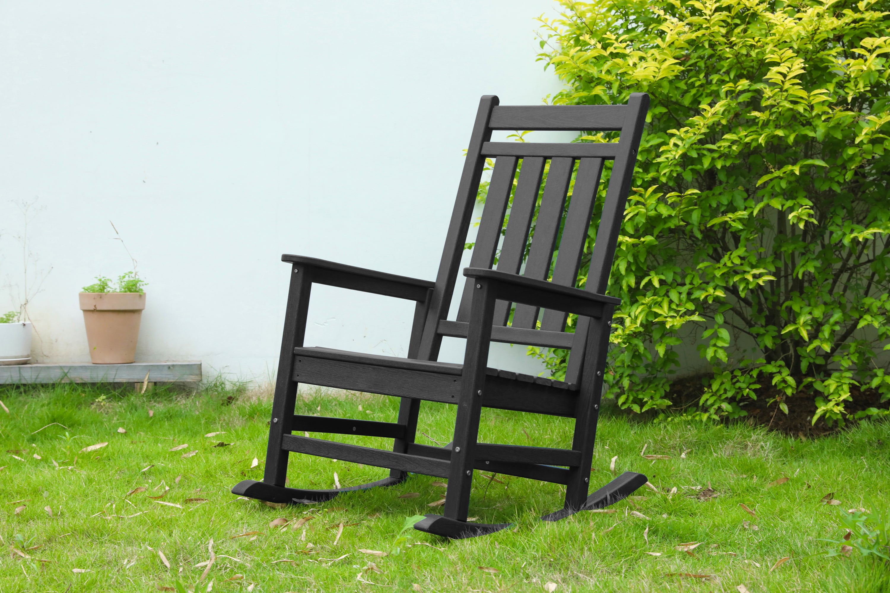 Oversized Outdoor All-Weather Rocking Chair Wood-Texture Grey