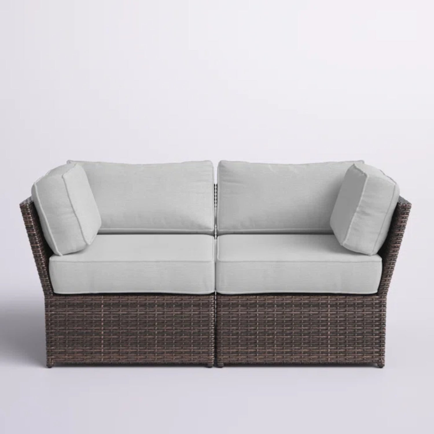Fully Assembled 66" Outdoor Wicker Loveseat w/ Cushions - Brown Gray