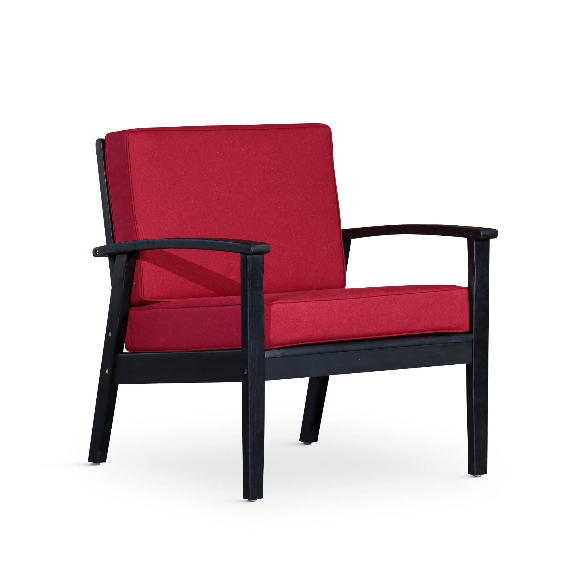 Deep Seat Eucalyptus Chair: Espresso, Burgundy Cushions