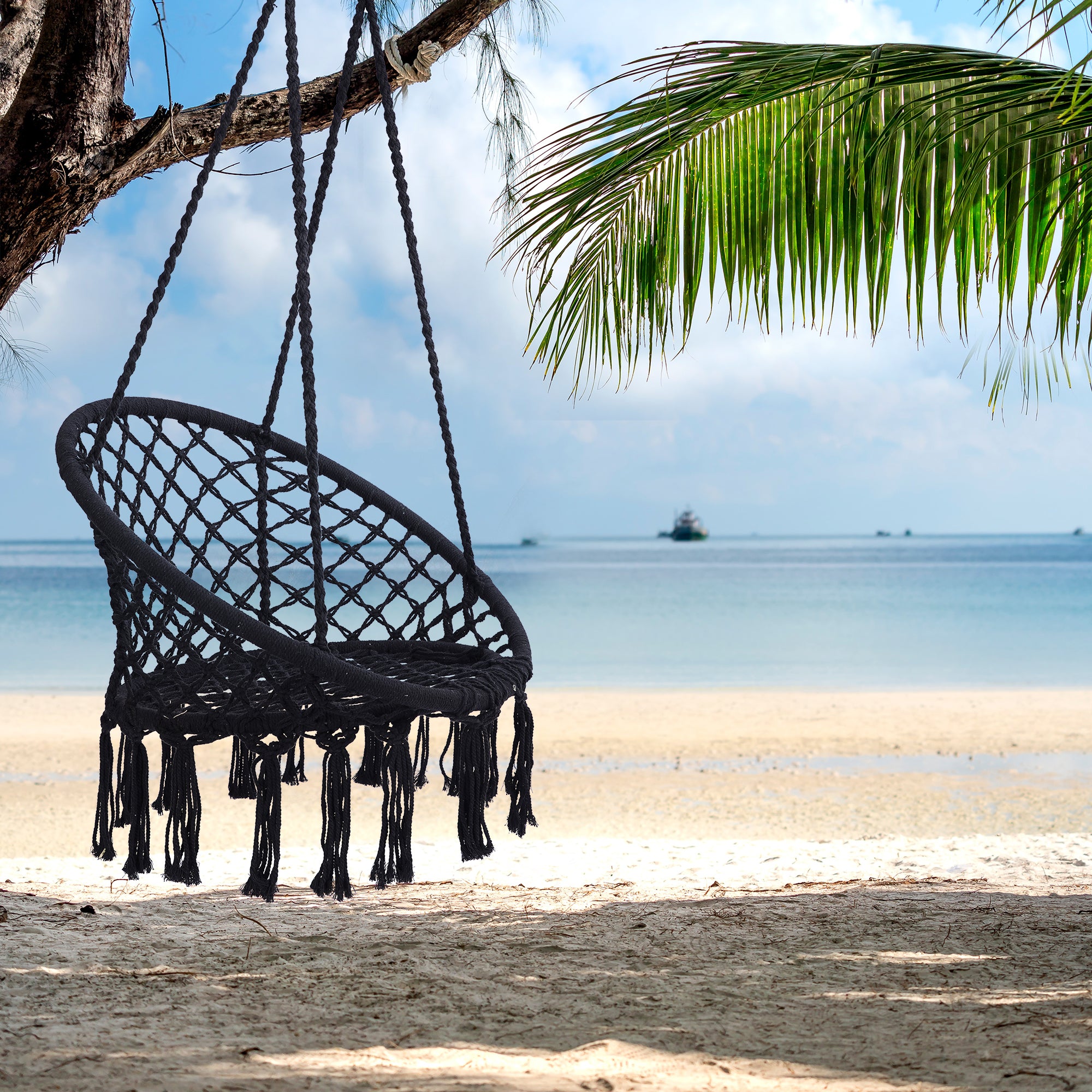 Macrame Hammock Swing Chair: Indoor/Outdoor