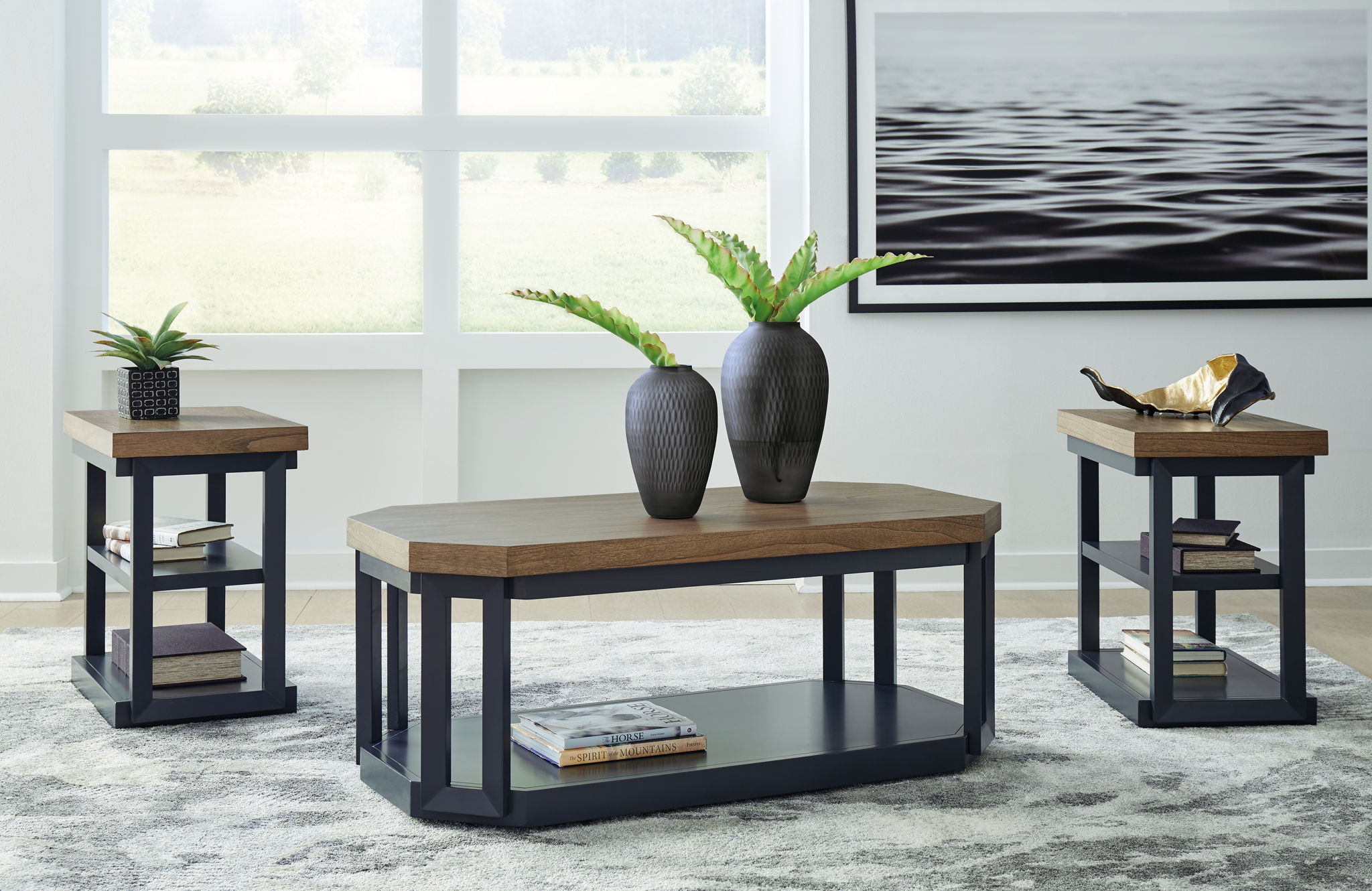 Landocken - Occasional Table Set (Set of 3) - Brown / Blue