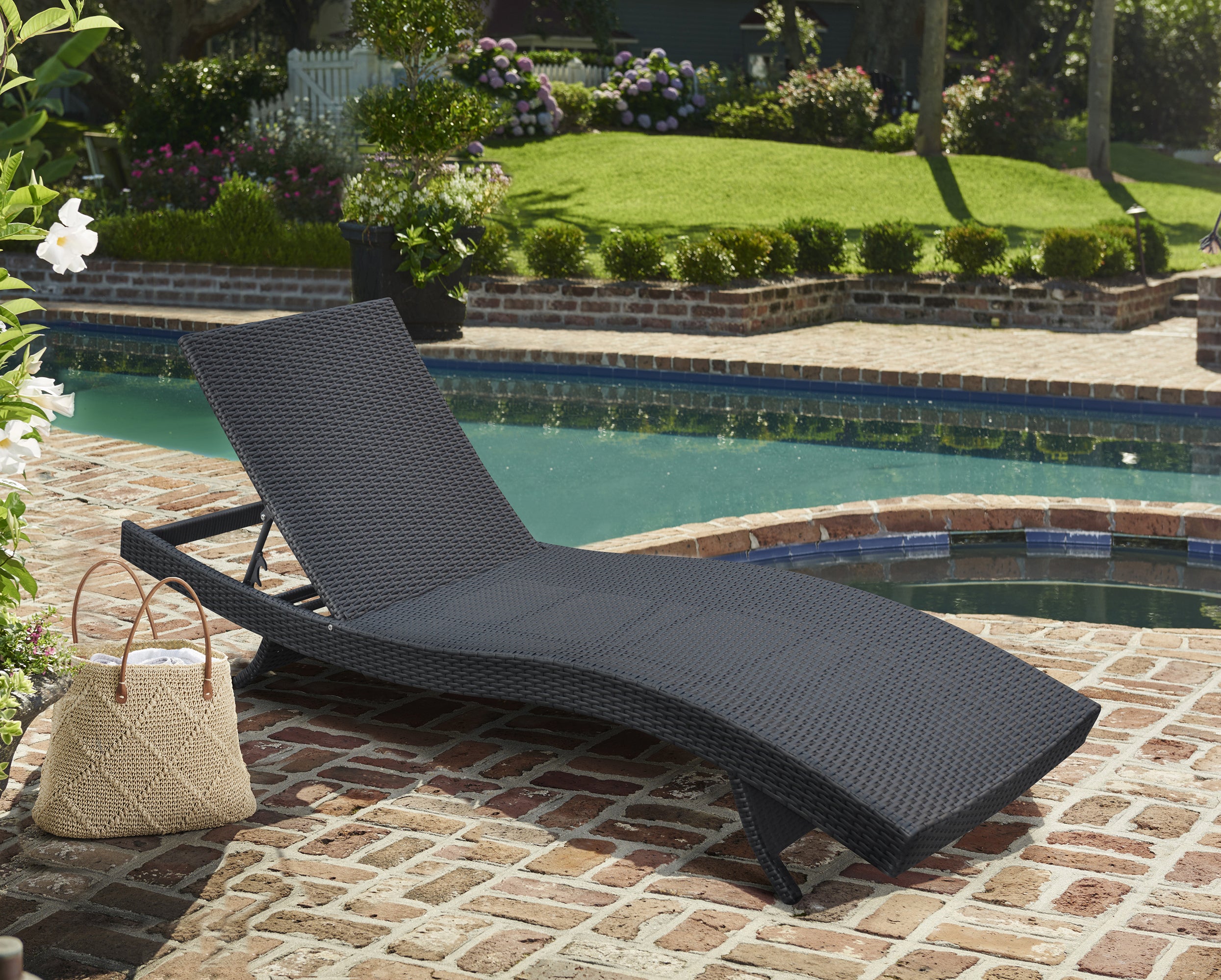 Cabana Outdoor Adjustable Wicker Chaise Lounge Chair Patio Furnishings