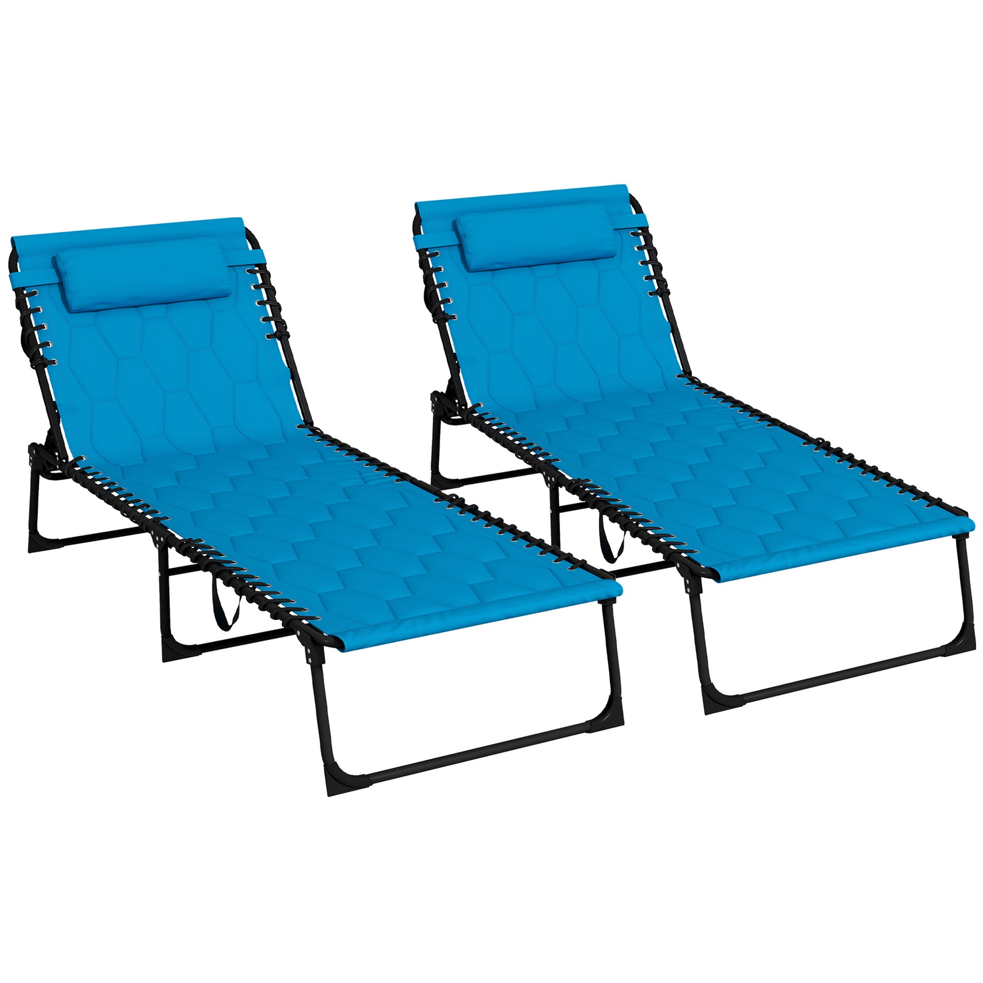 Outsunny Folding Chaise Lounge Set: Reclining Outdoor Tanning Chair Blue