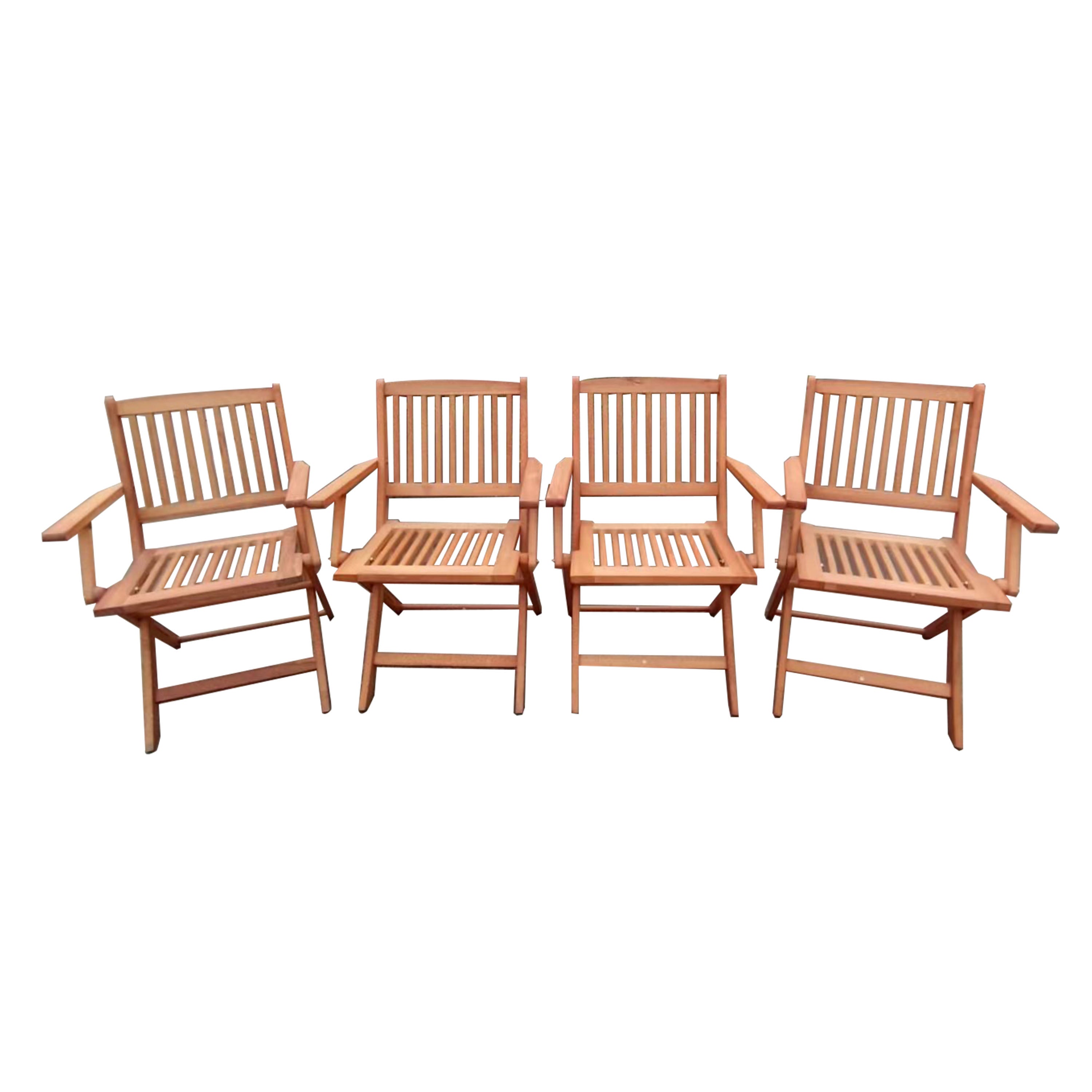 Teak Foldable Patio Dining Set with 4 Chairs for Indoor Outdoor