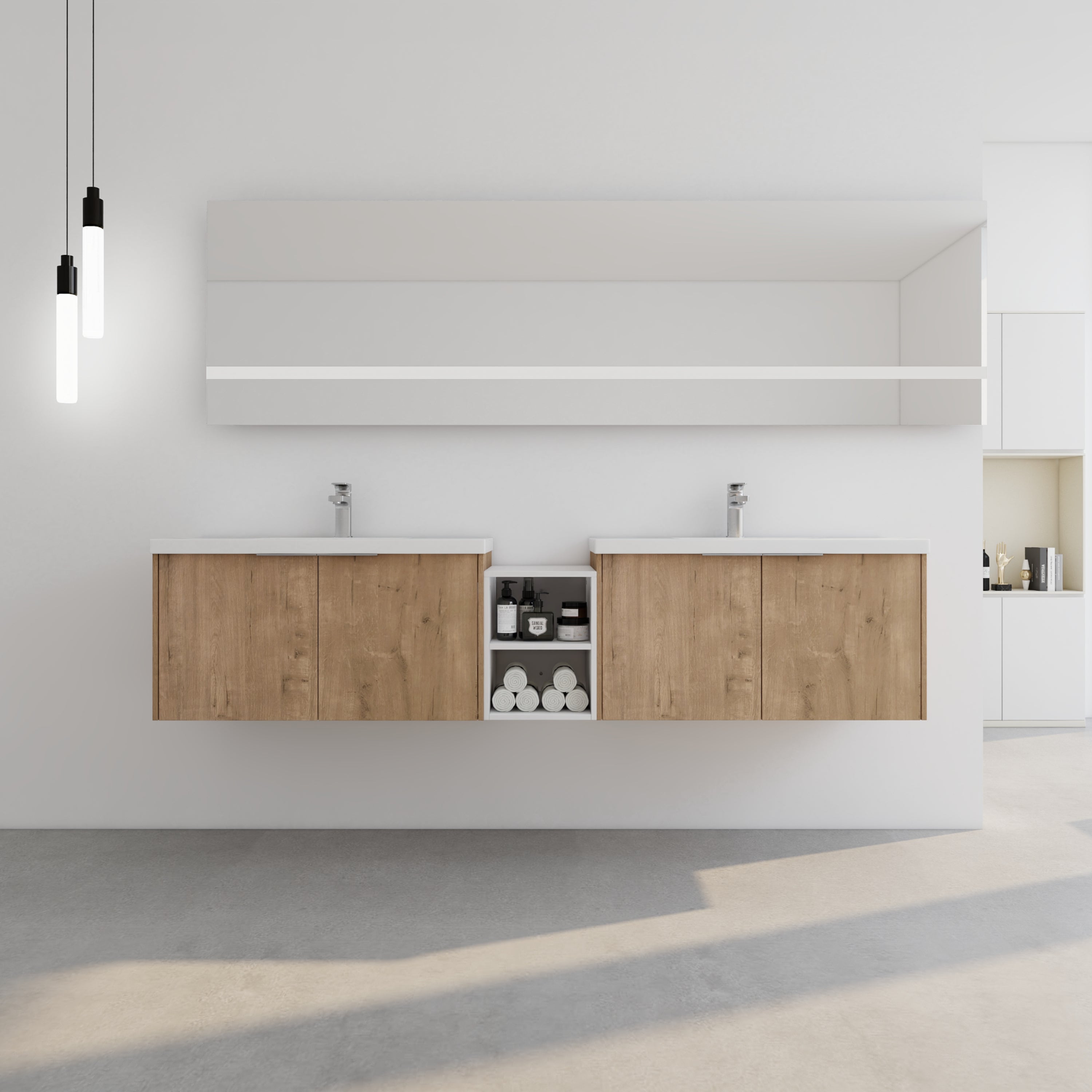 84" Soft Close Bathroom Vanity with Sink & Shelves