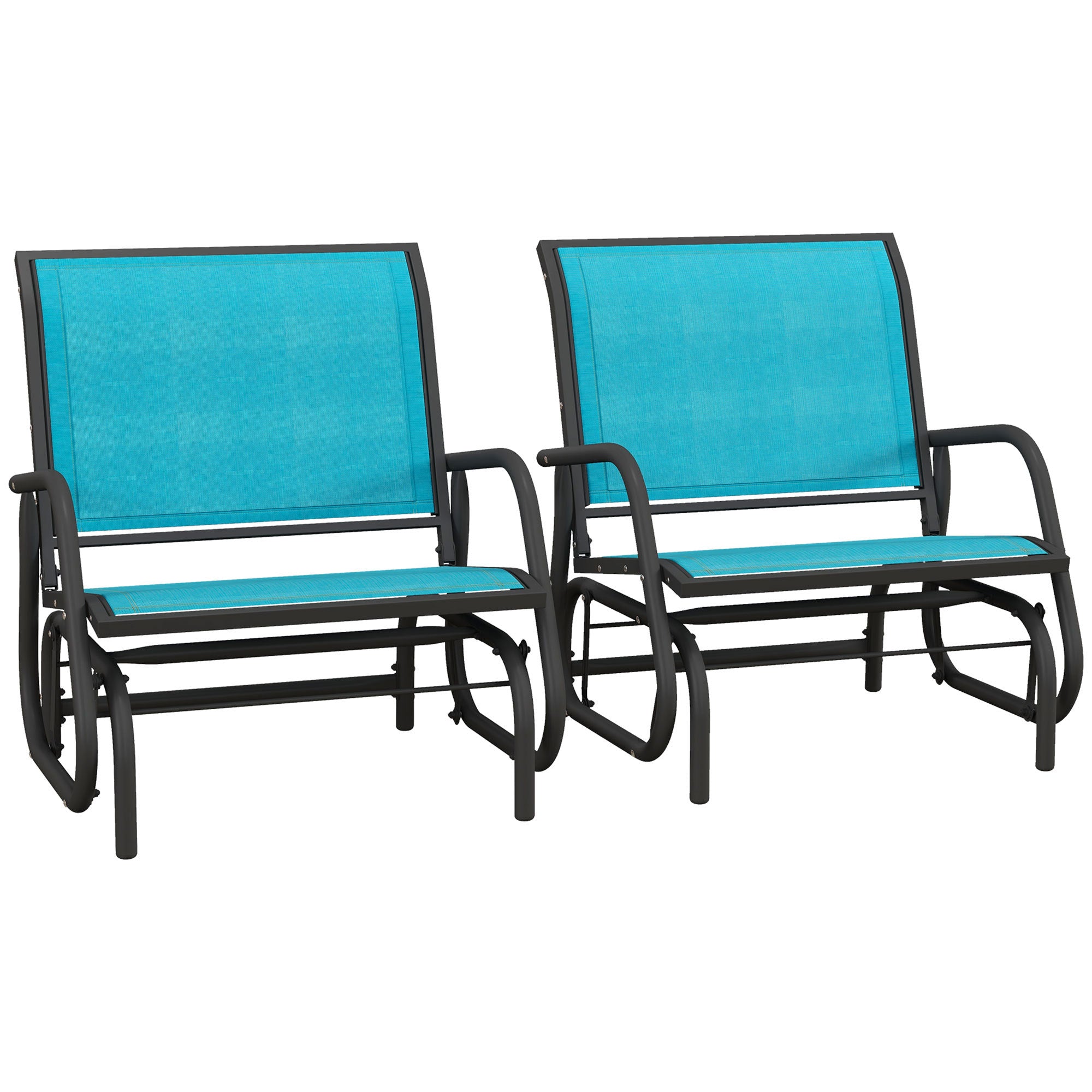Outsunny 2-Person Blue Metal Mesh Porch Glider Chair Set