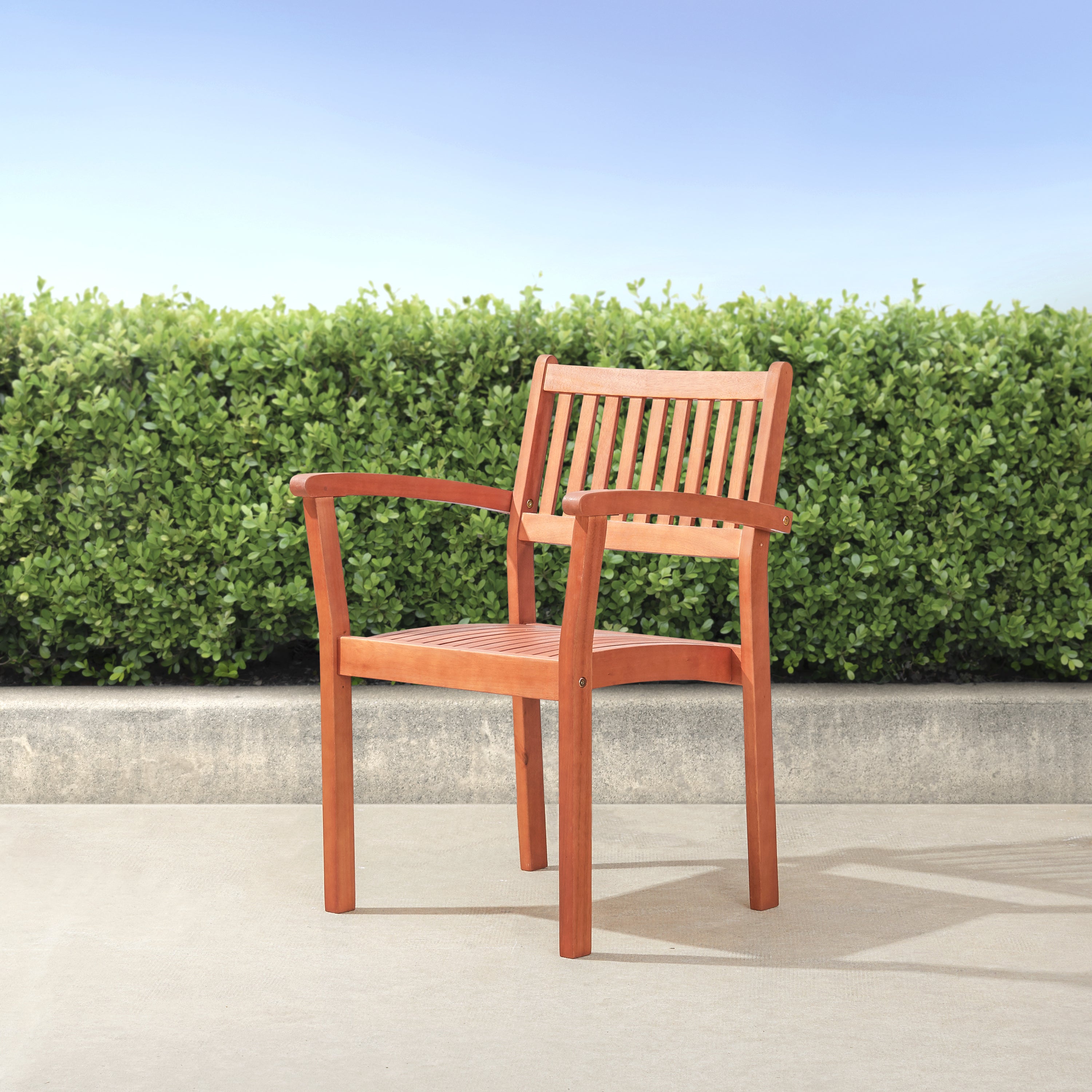Caladesi Coastal Reddish Brown Wood Stackable Patio Armchairs 2-Set