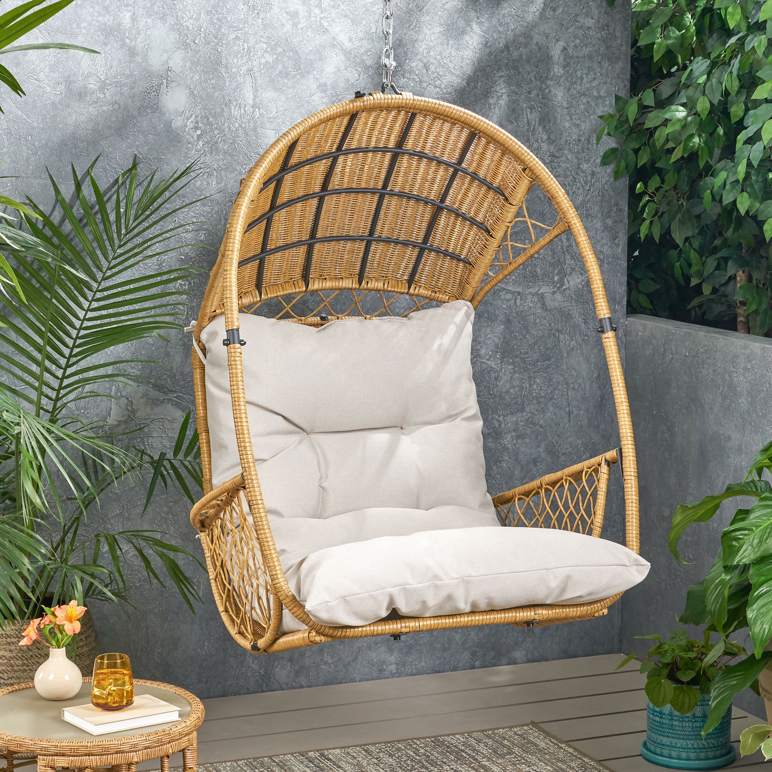 Malia Hanging Chair: Outdoor Wicker Swing for Patio & Relaxing