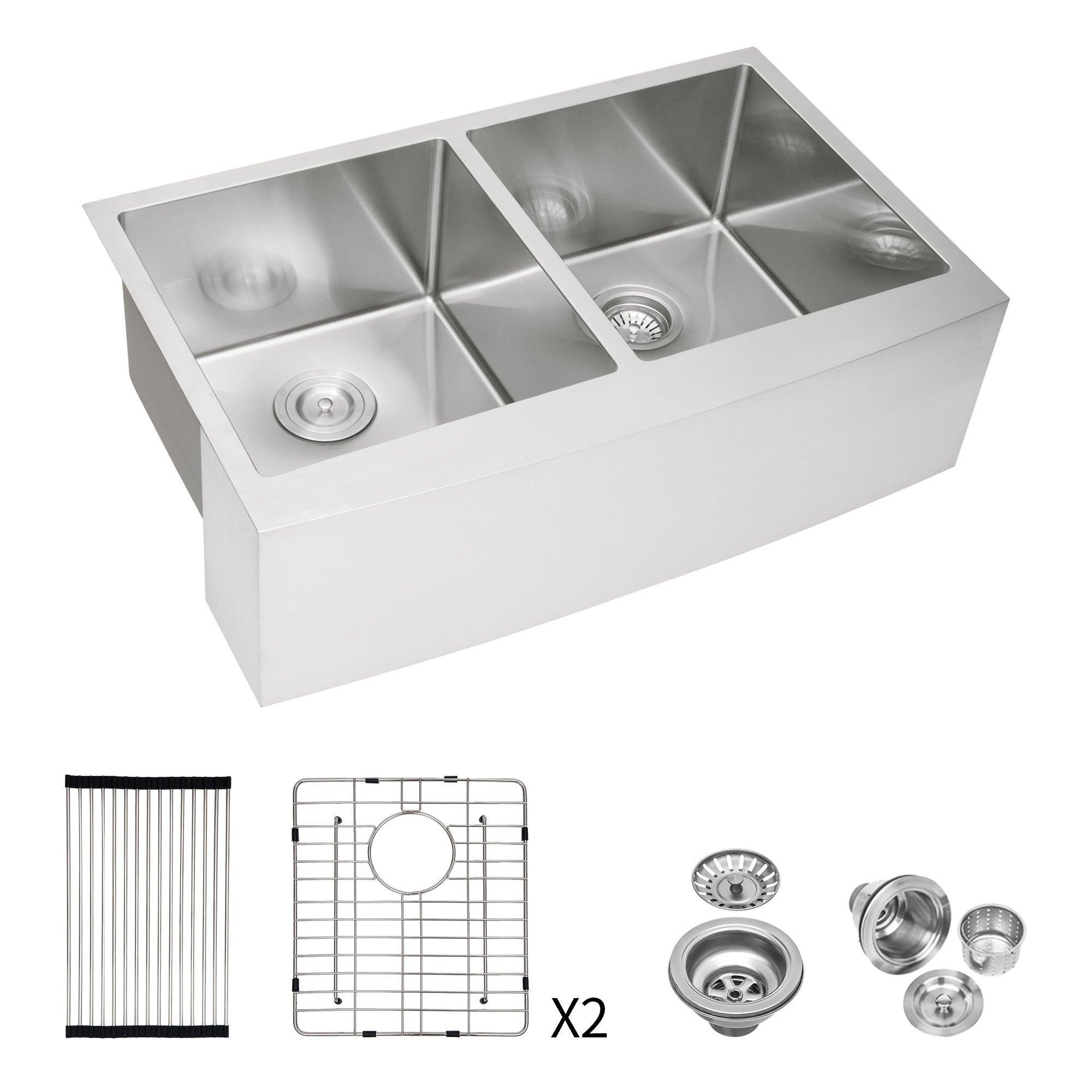 Farmhouse Apron Front Sink: 33x21x10" Double Bowl