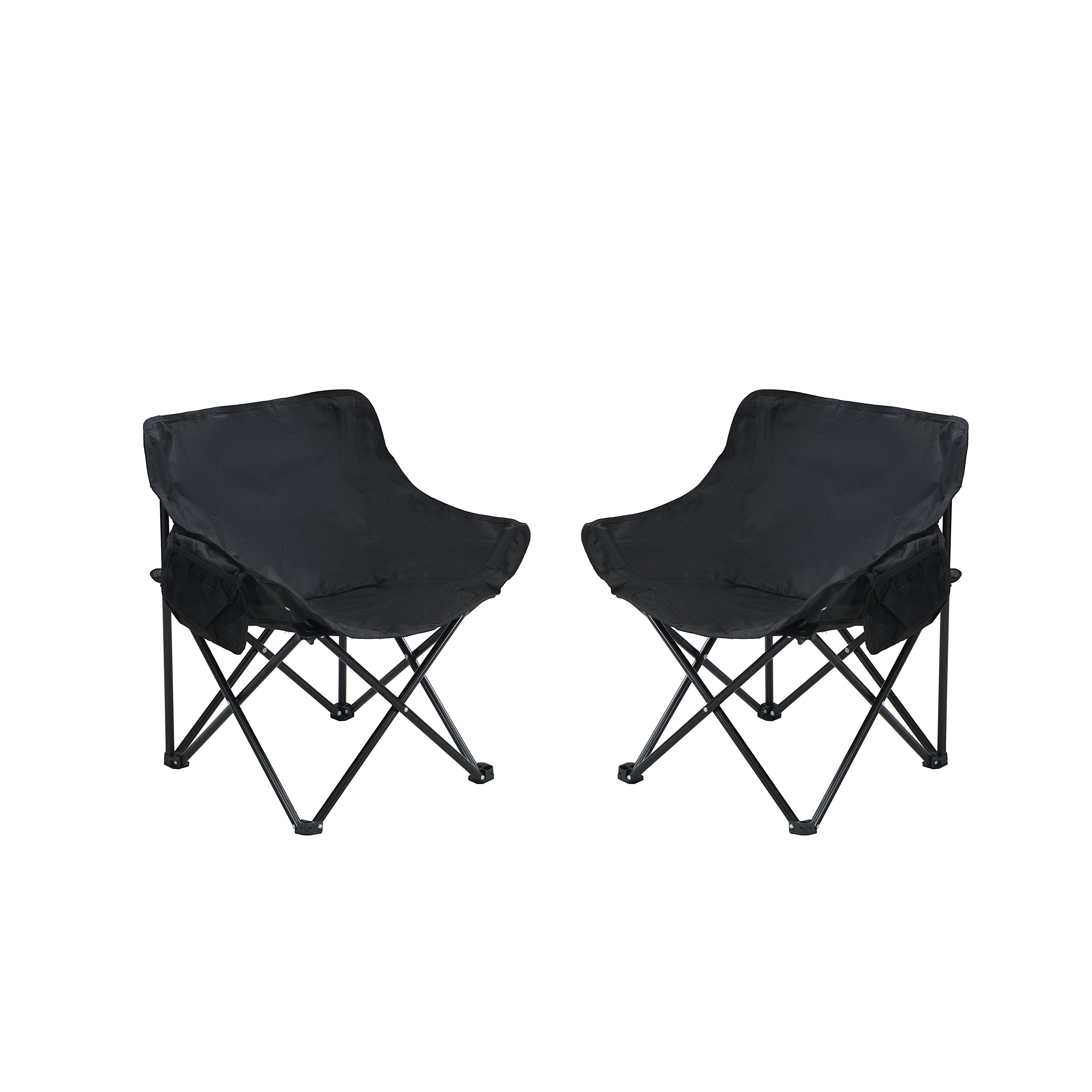 Outdoor Portable Folding Camping Chairs, Black Polyester Carry Bag