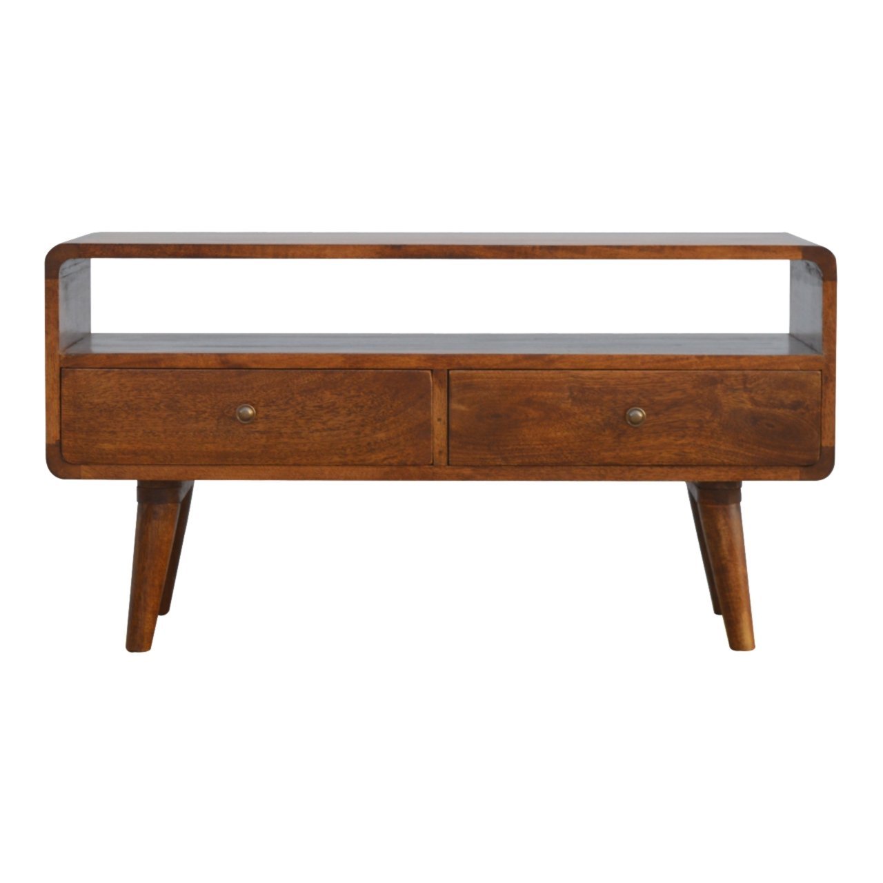 Solid Wood Curved Chestnut Media Unit | Artisan Furniture