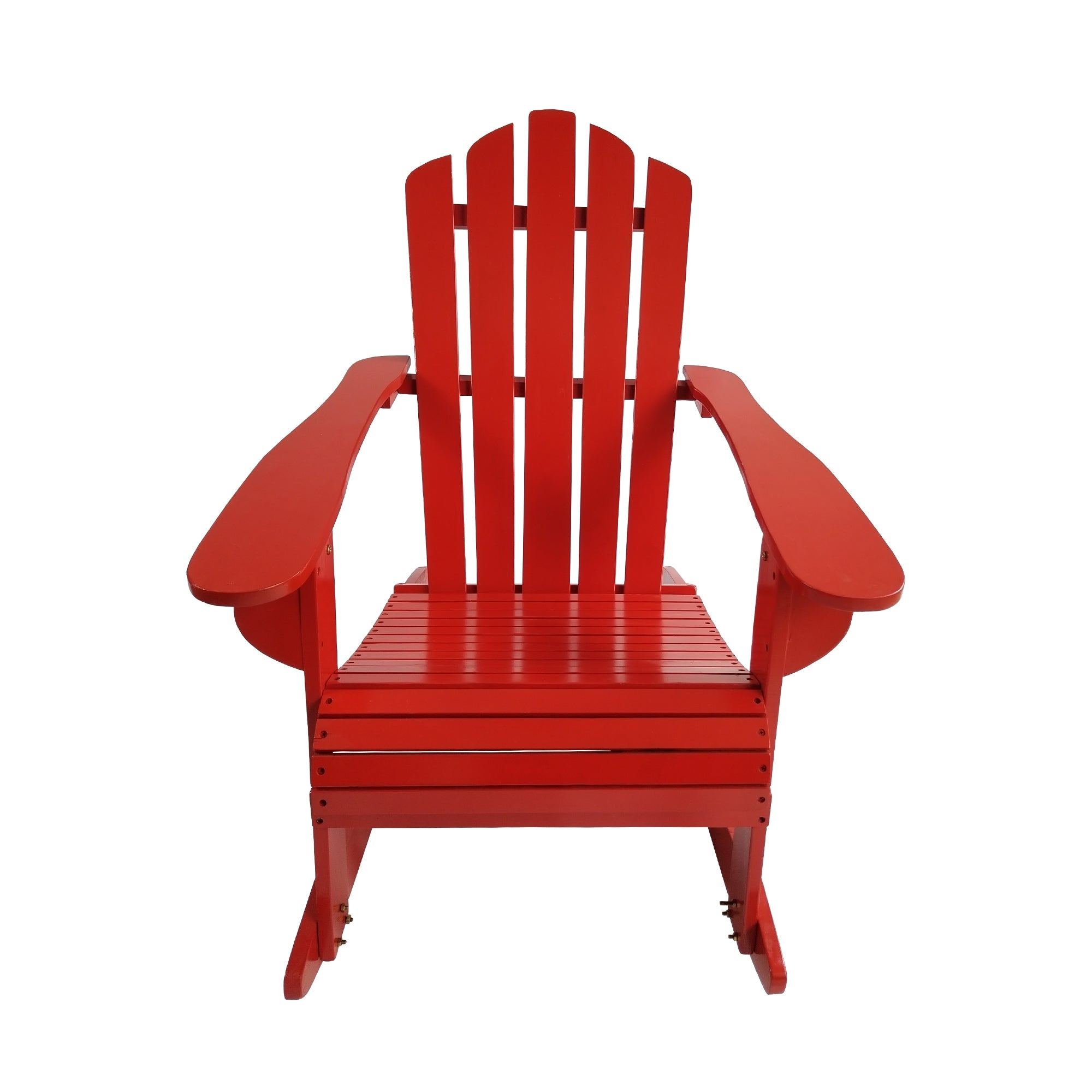 Red Wooden Outdoor Reclining Adirondack Rocking Chair Wide Seat