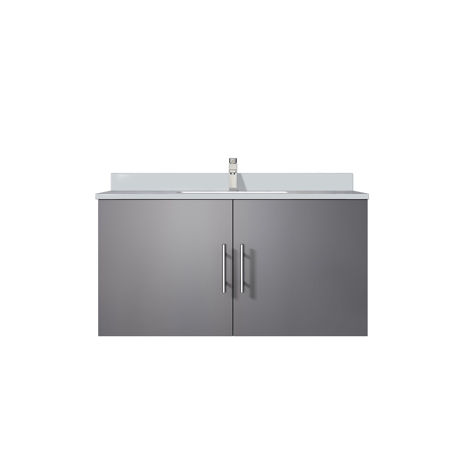 Dark Grey 36" Bath Vanity w/White Quartz Top