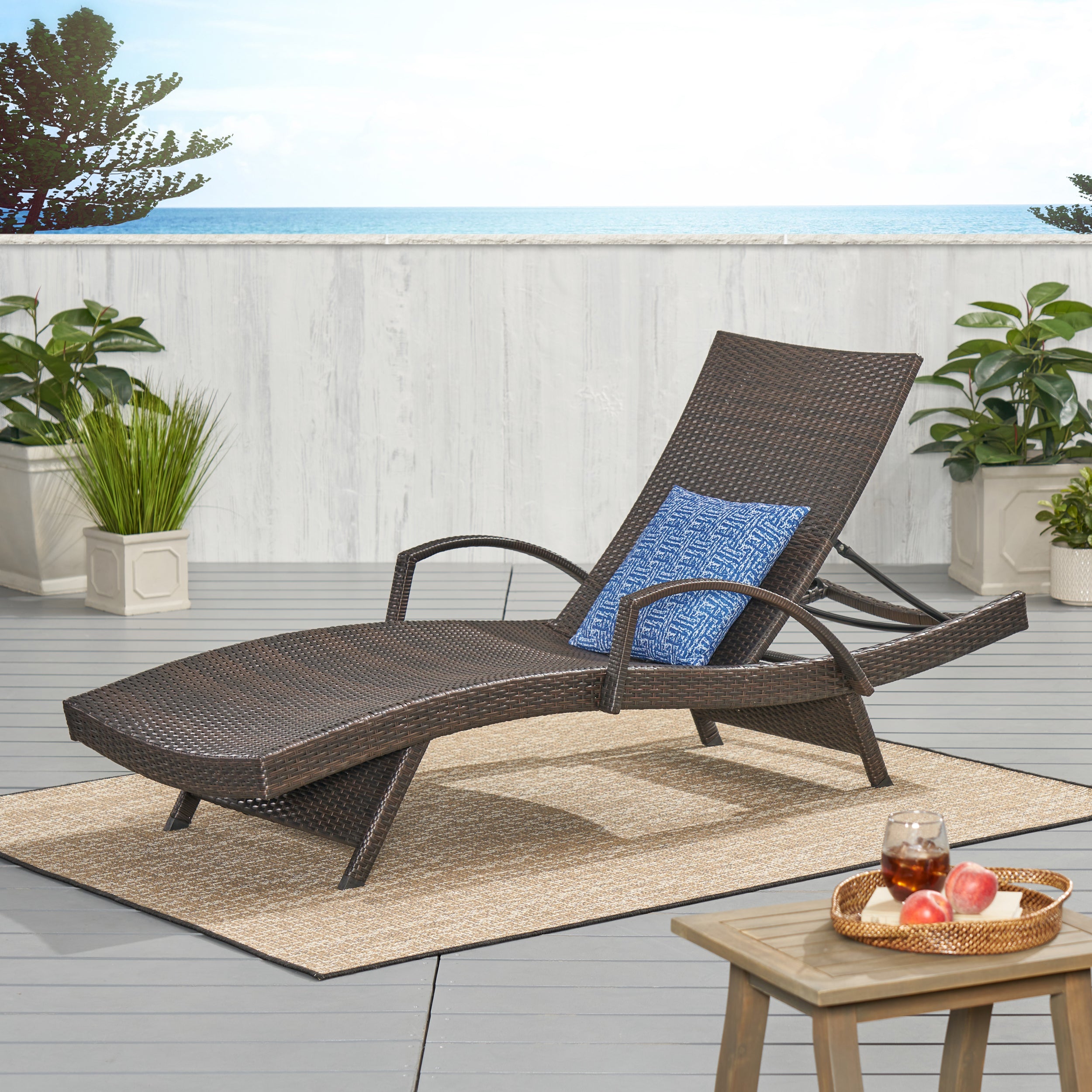 Salem PE Wicker Chaise Lounge with Arms | Outdoor Patio Comfort
