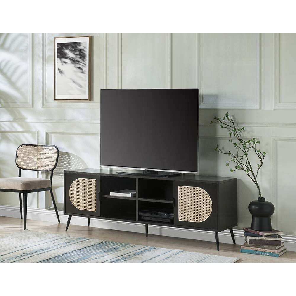 Modern Black TV Stand | Metal Legs