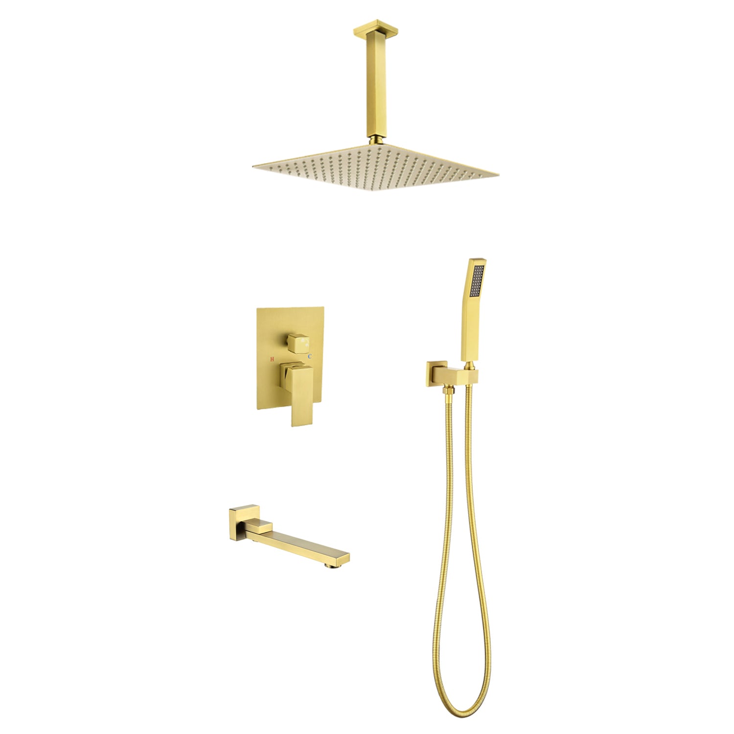 16" Shower System: Hand Shower & Tub Spout