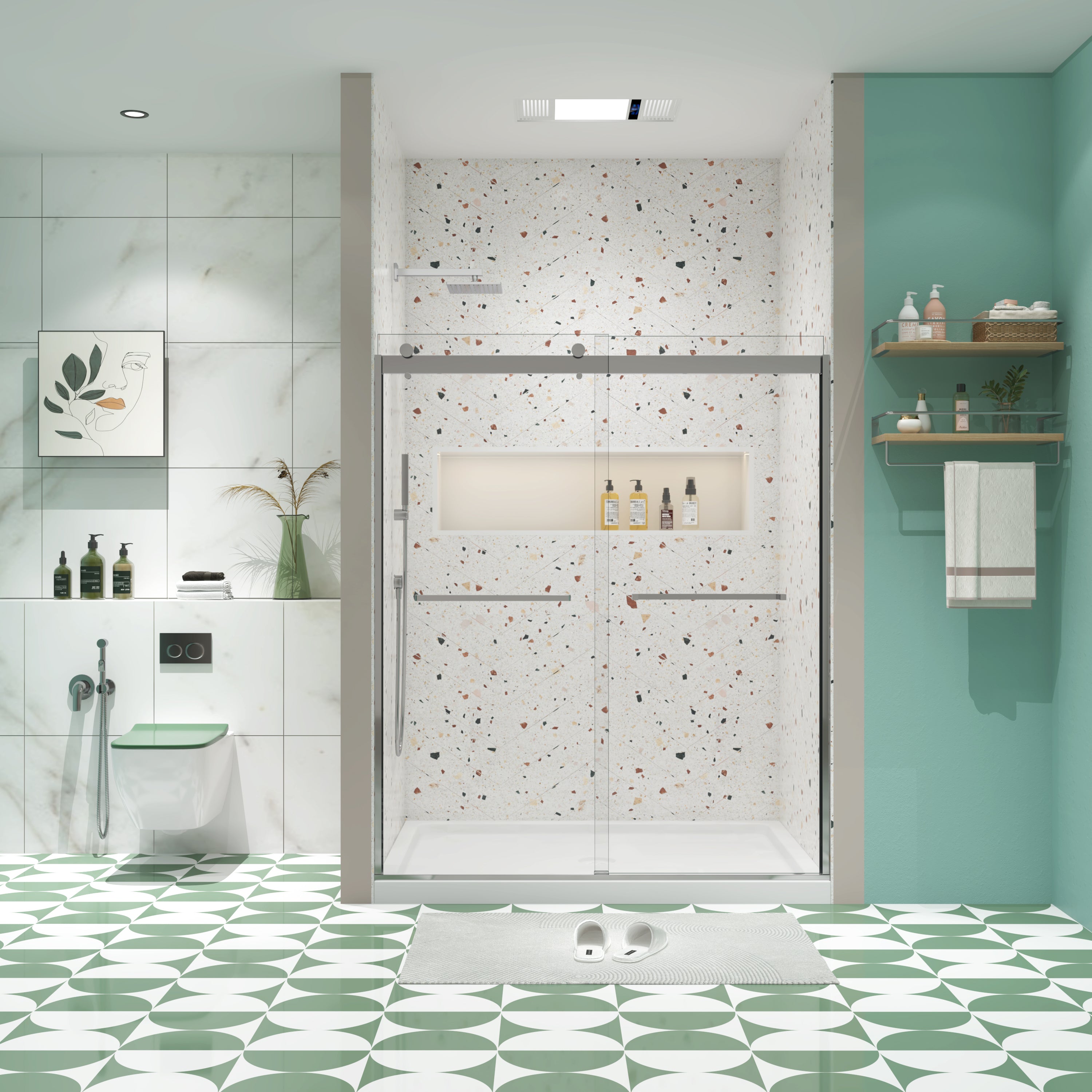 Bypass Shower Door 6074: 5/16" Glass, Chrome
