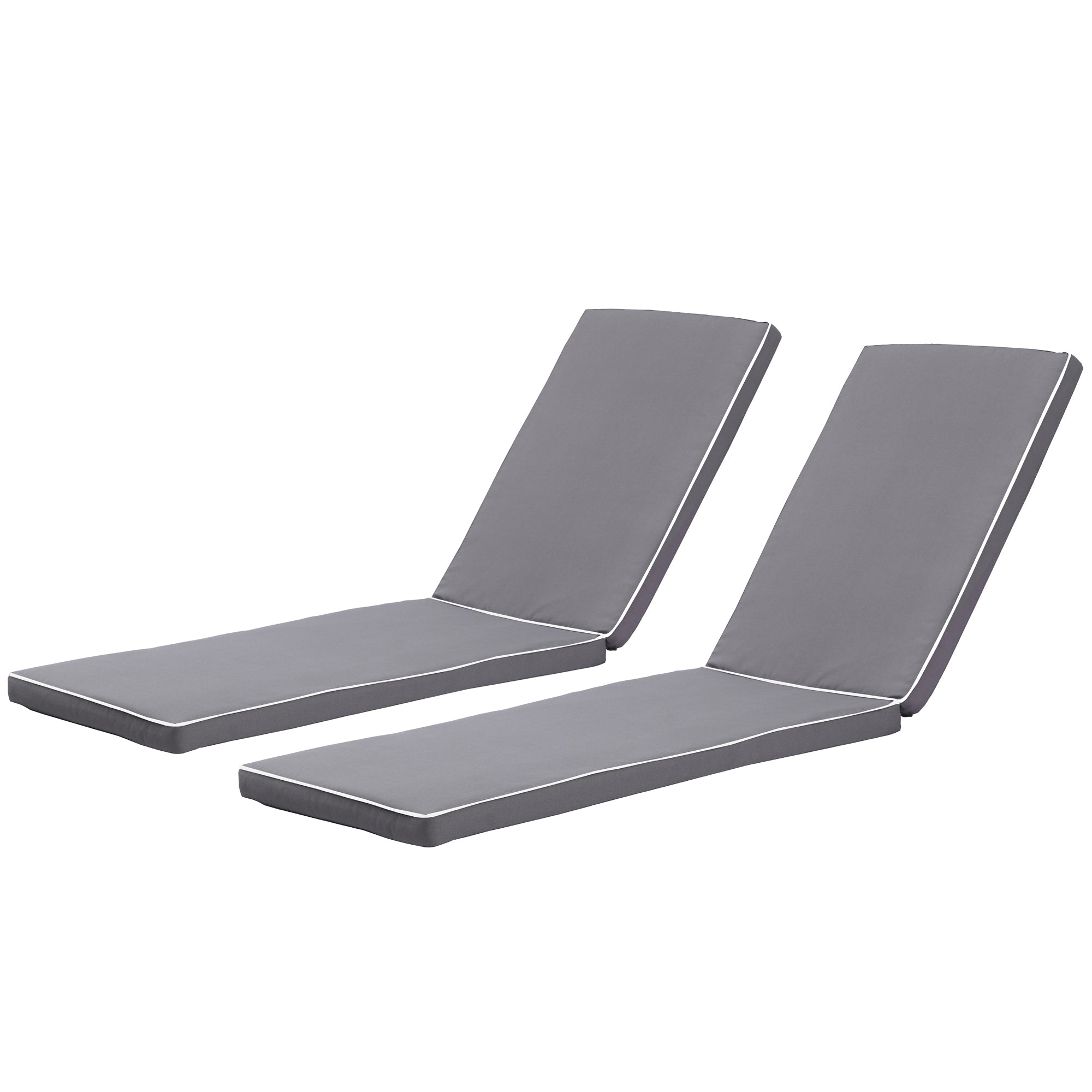 2PC Outdoor Lounge Chair Cushion Replacement Set - Gray/White
