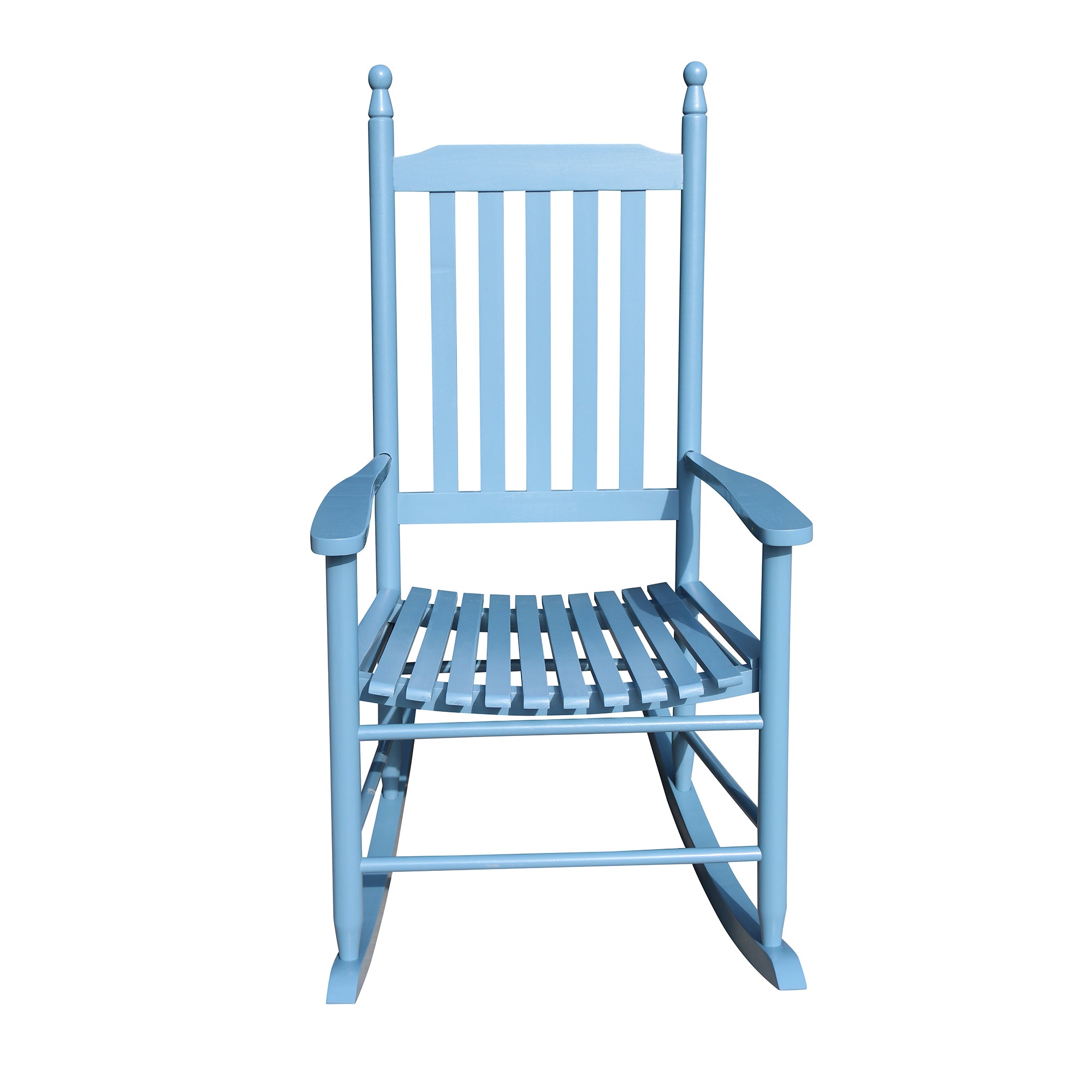 Elegant Blue Wooden Porch Rocker Chair - Comfortable Outdoor Rocking