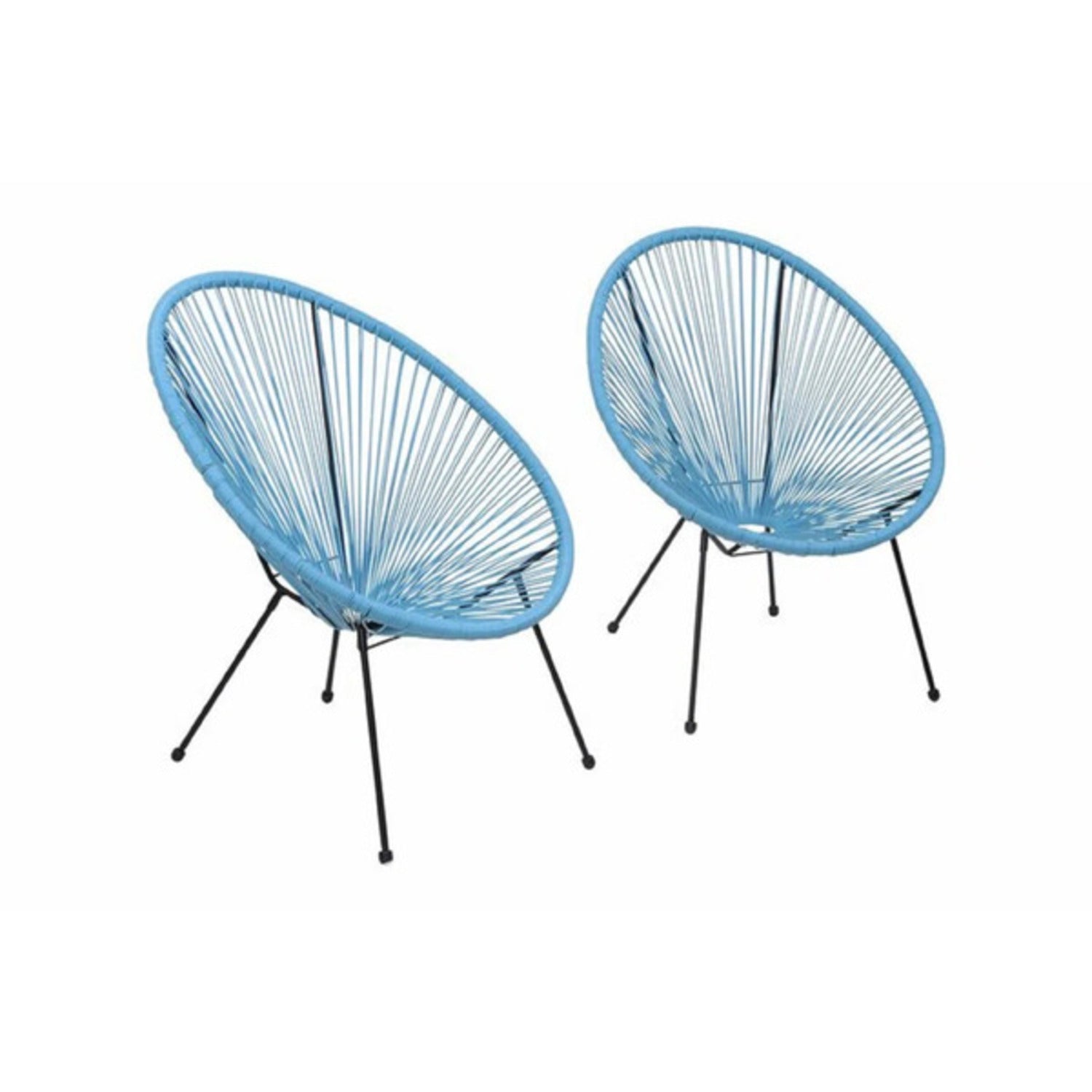 Modern Egg String Chairs Set - Weather-Resistant Turquoise Steel Frame
