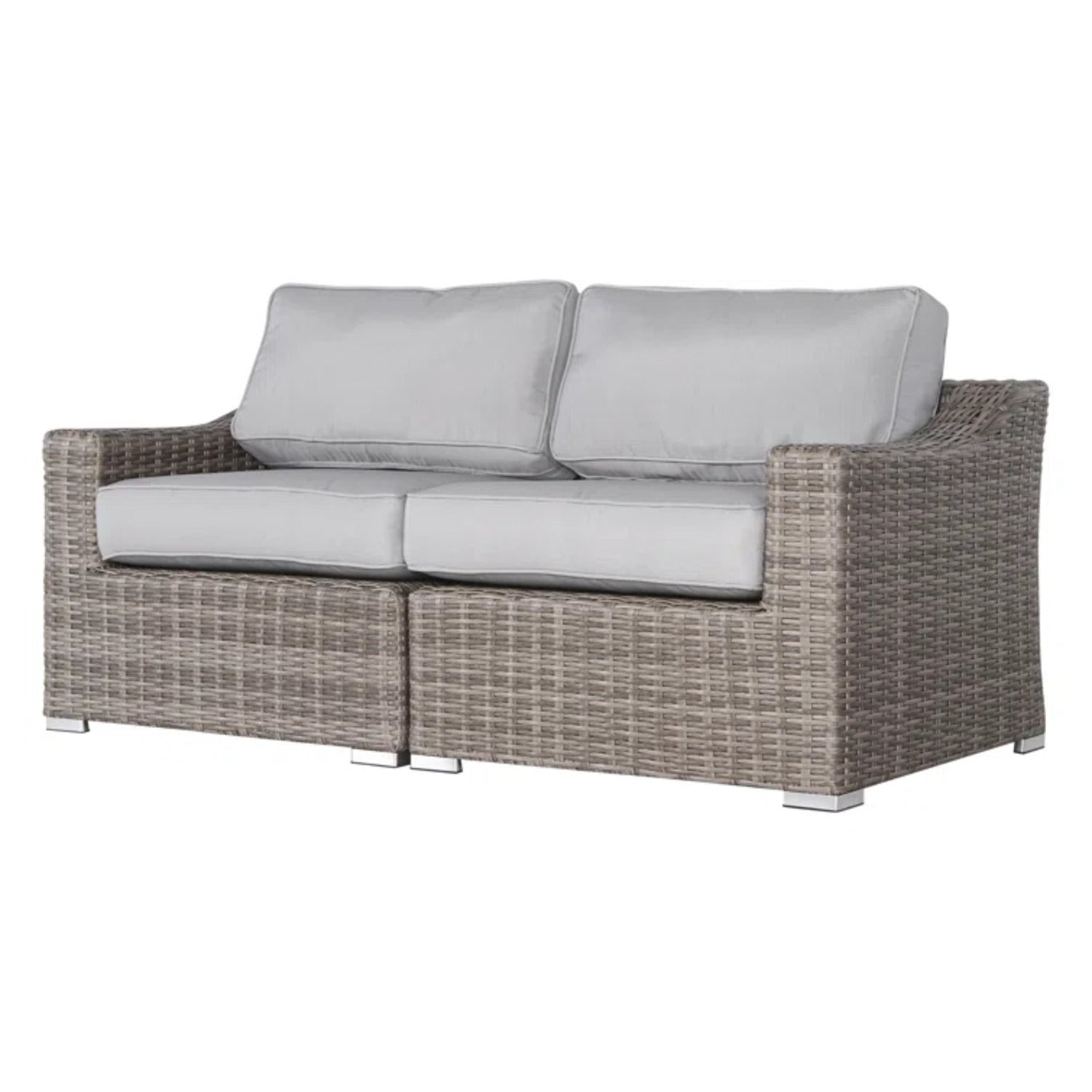 Coastal Chic 66" Outdoor Wicker Loveseat: Grey Olefin Cushions