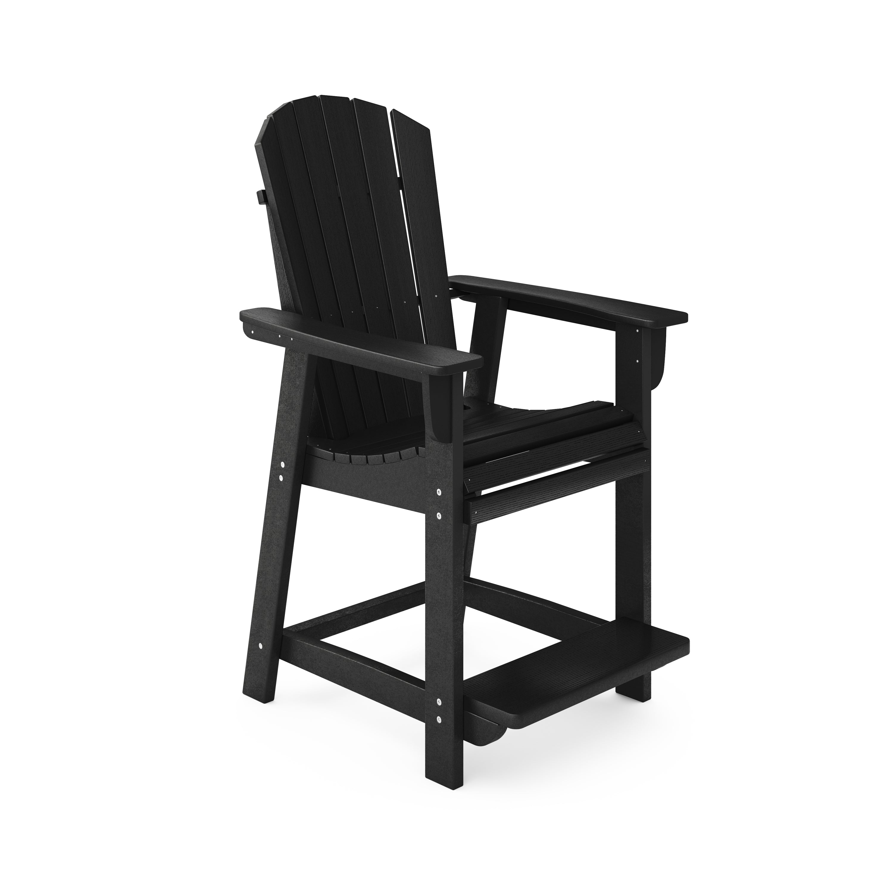 Black Adirondack Style Counter Chair - HDPE Poly Lumber Outdoor