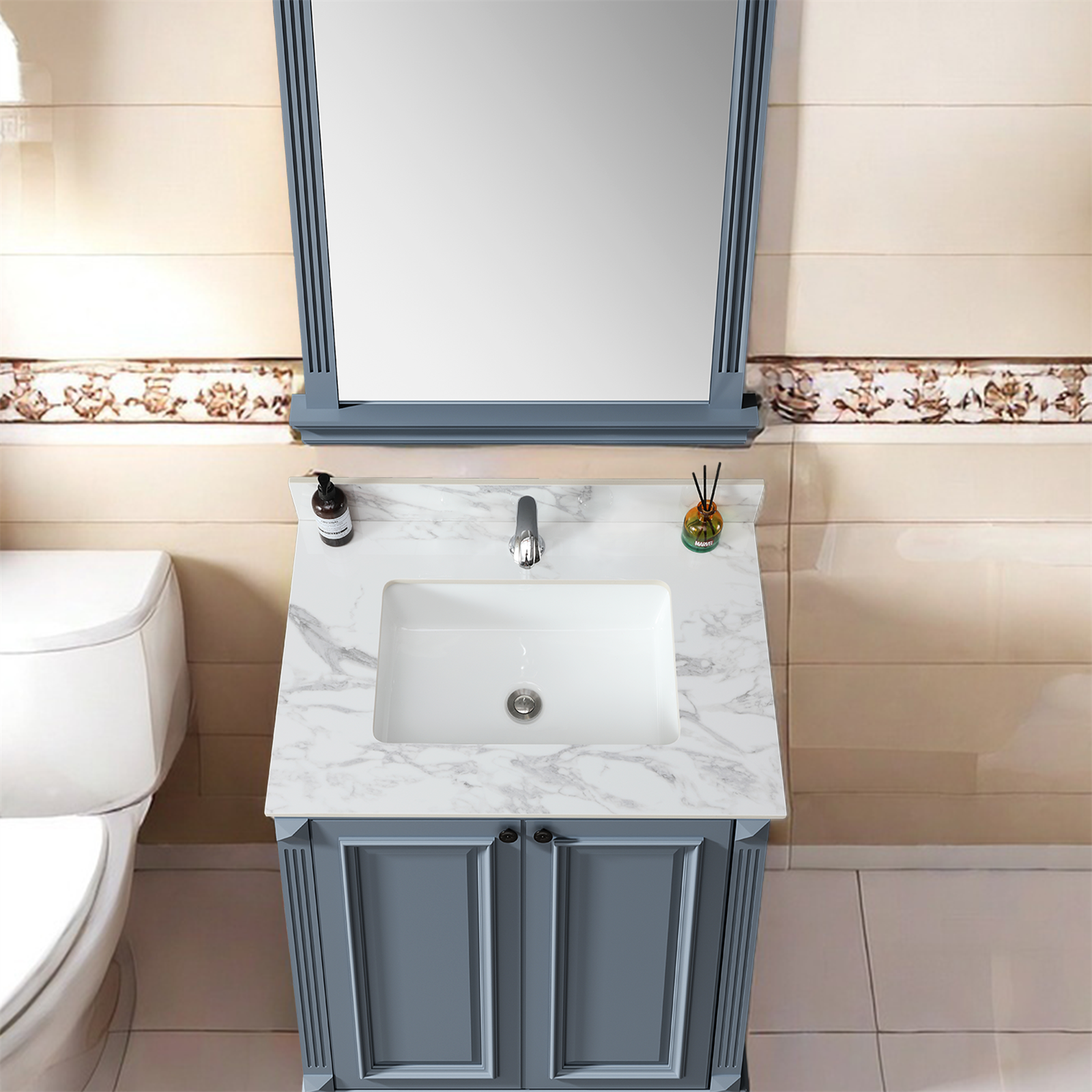Carra White Sintered Stone Vanity Top 31x22"