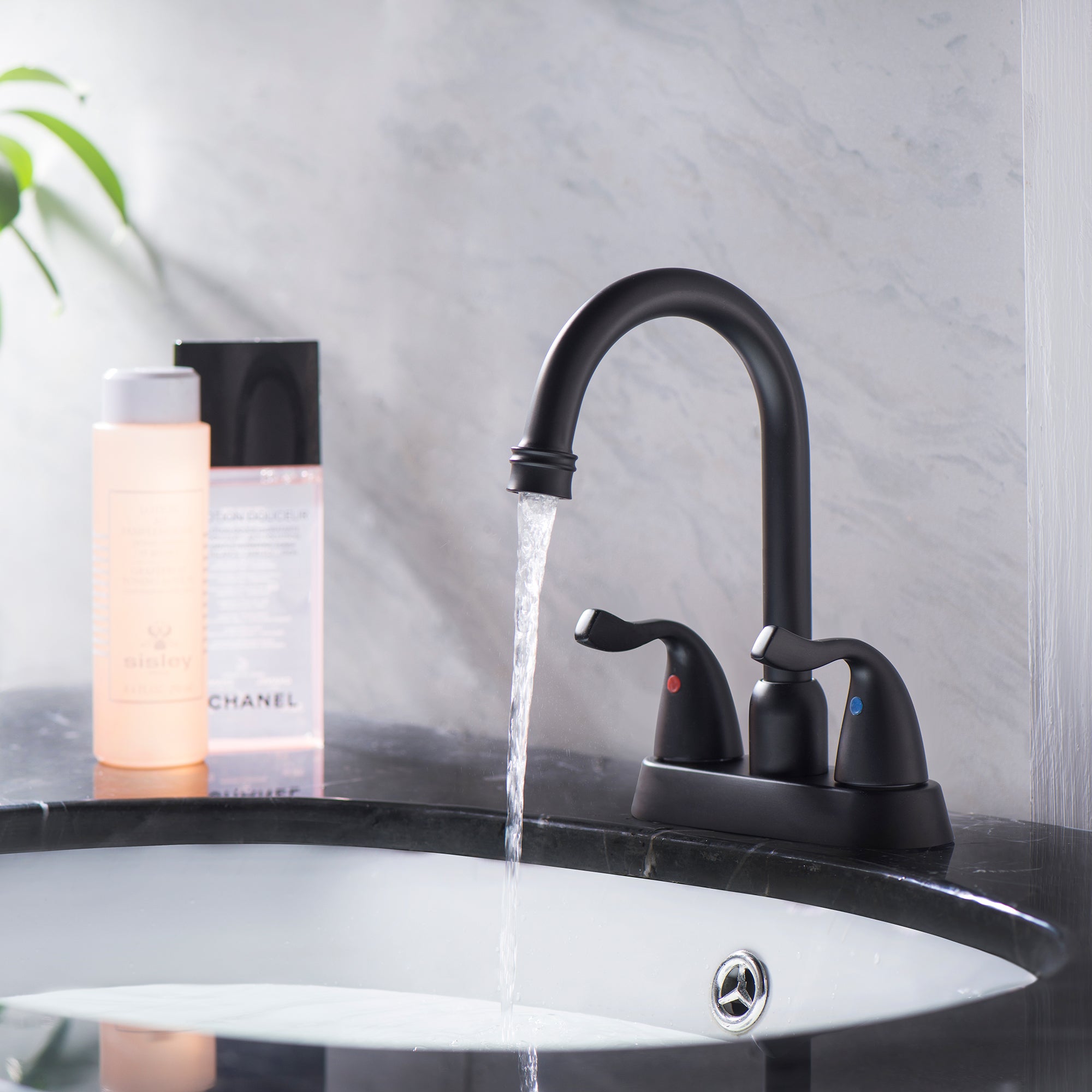 Matte Black 4" 2-Handle Bathroom Faucet