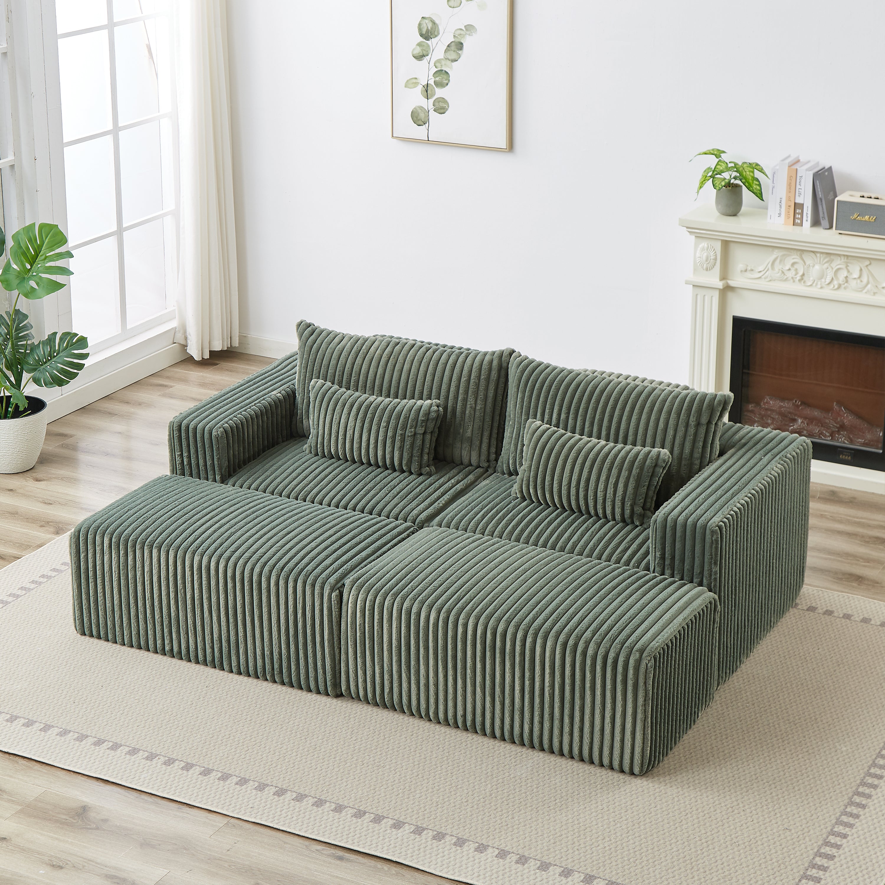 Oversized Sectional Chaise Lounge w/ 2 Footstools - Cloud Plush