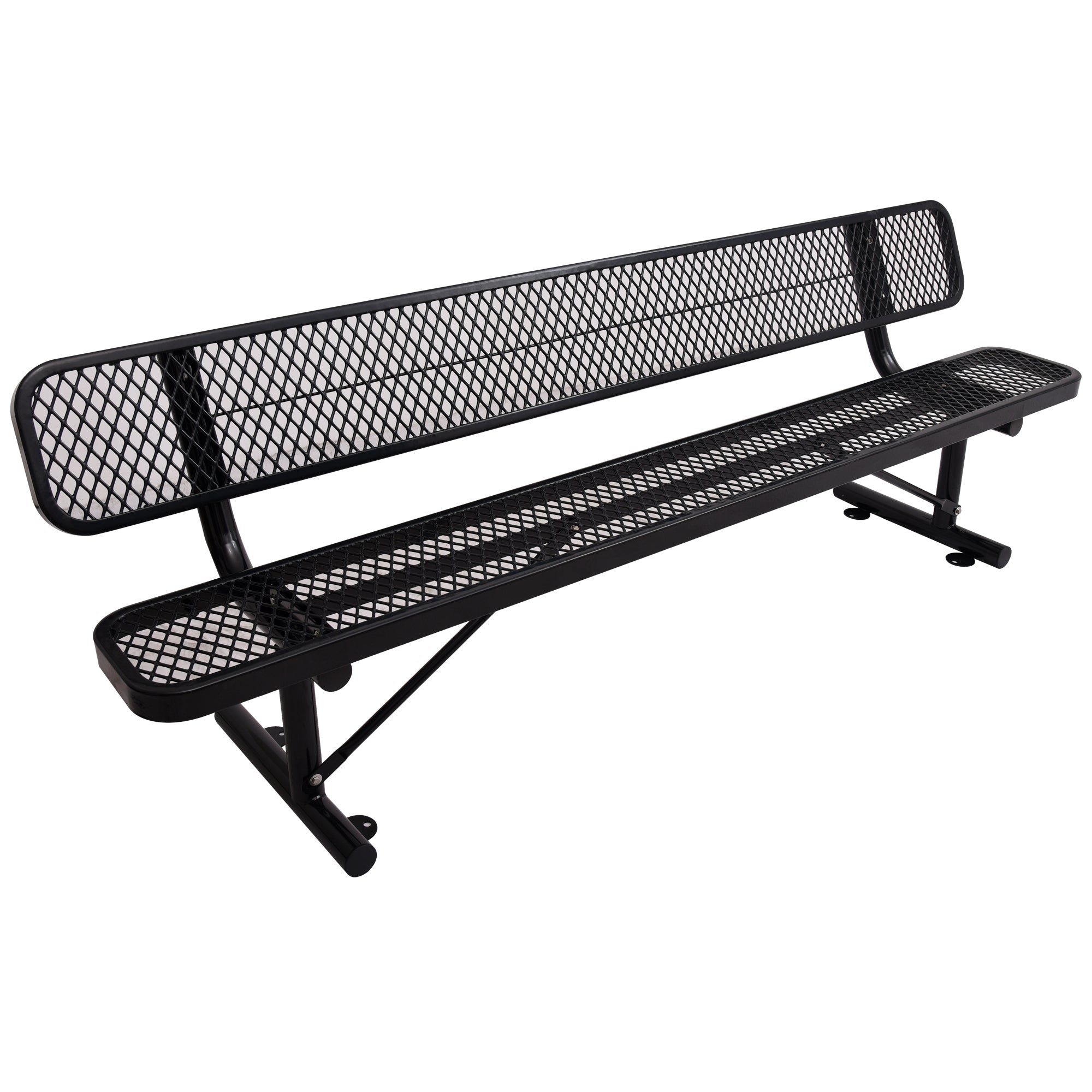 8 ft. Black Outdoor Steel Bench with Backrest - Durable & Stylish