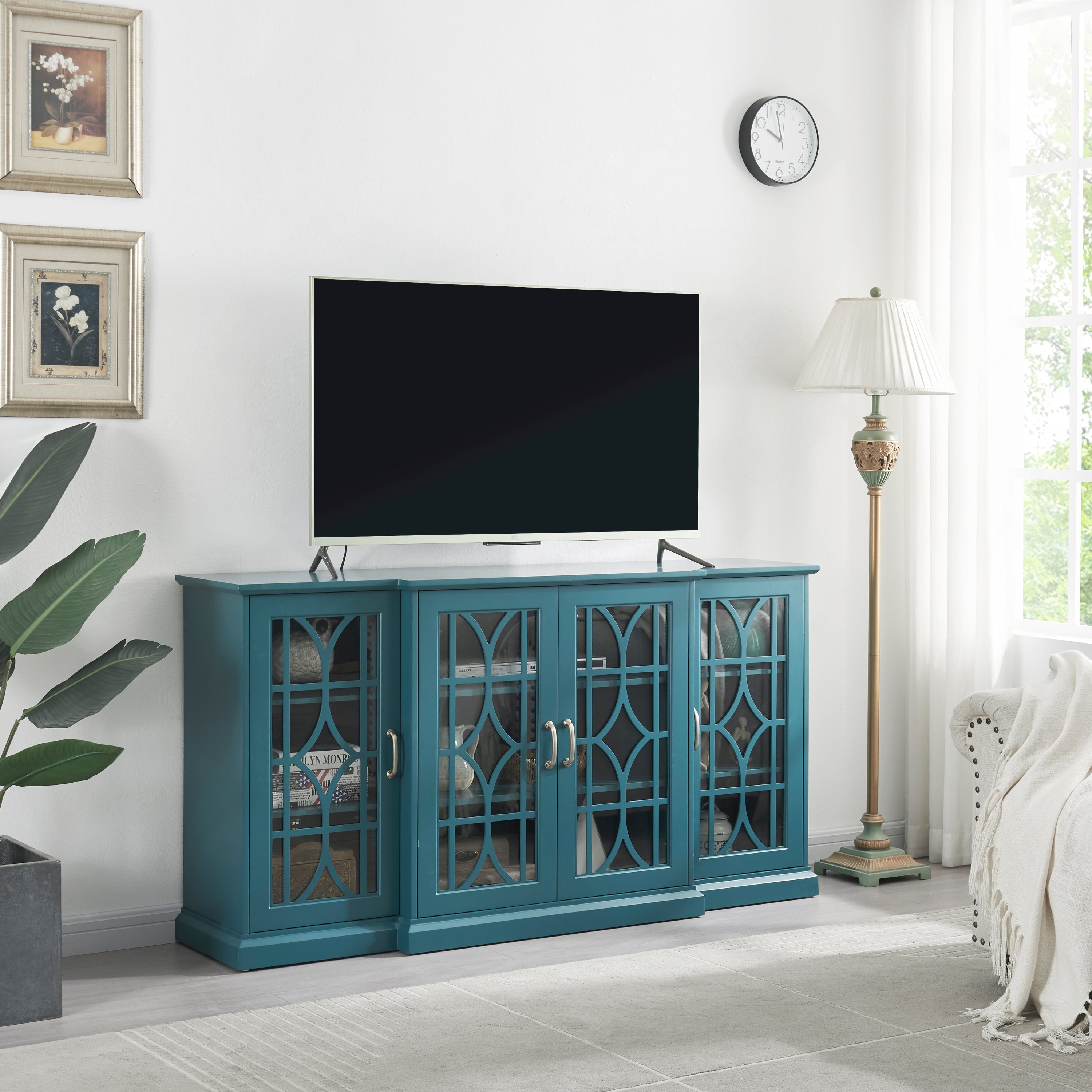 Teal Blue 63" TV Stand & Storage Cabinet