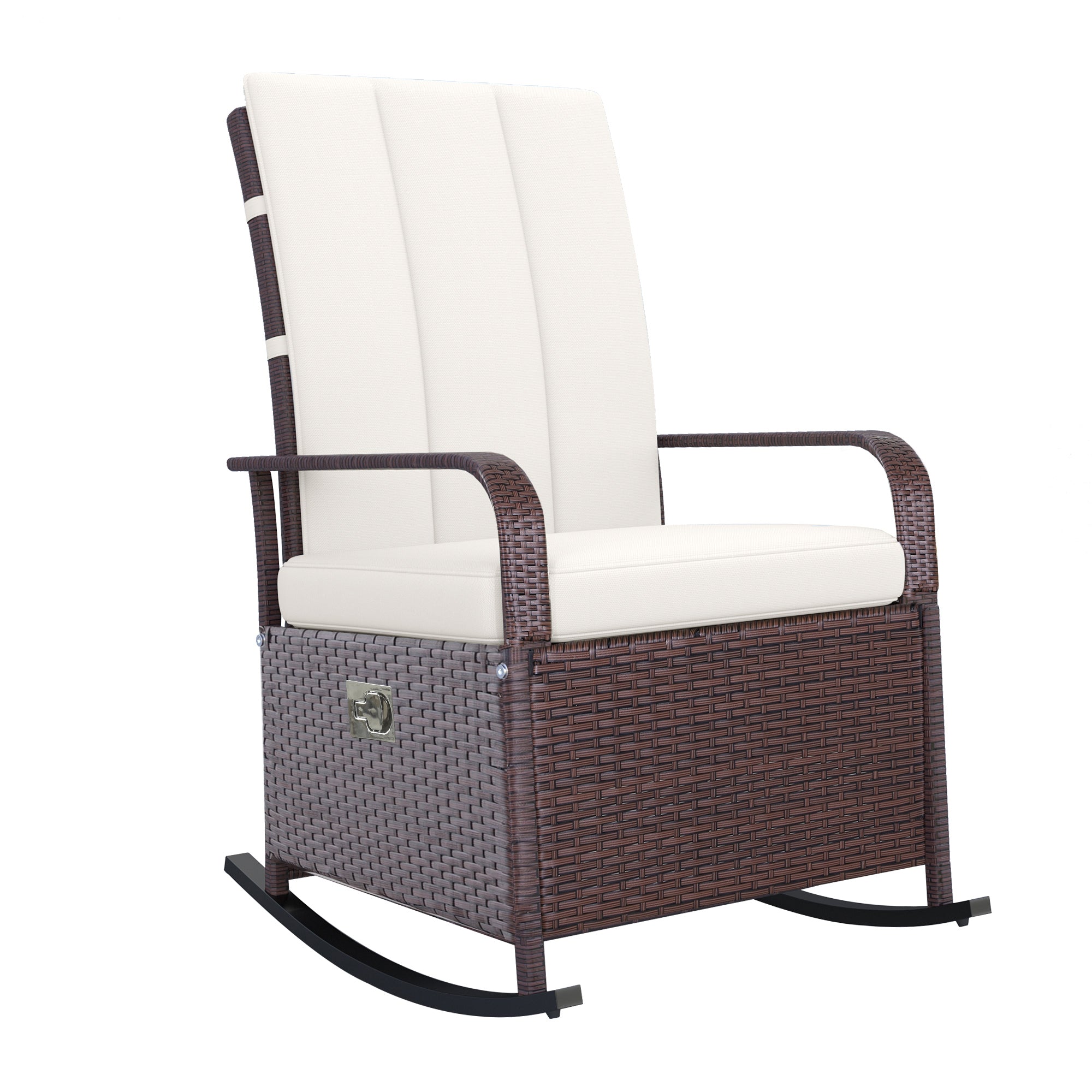 Outsunny Wicker Outdoor Rocking Recliner Lounge Chair w/ Adjustable Backrest