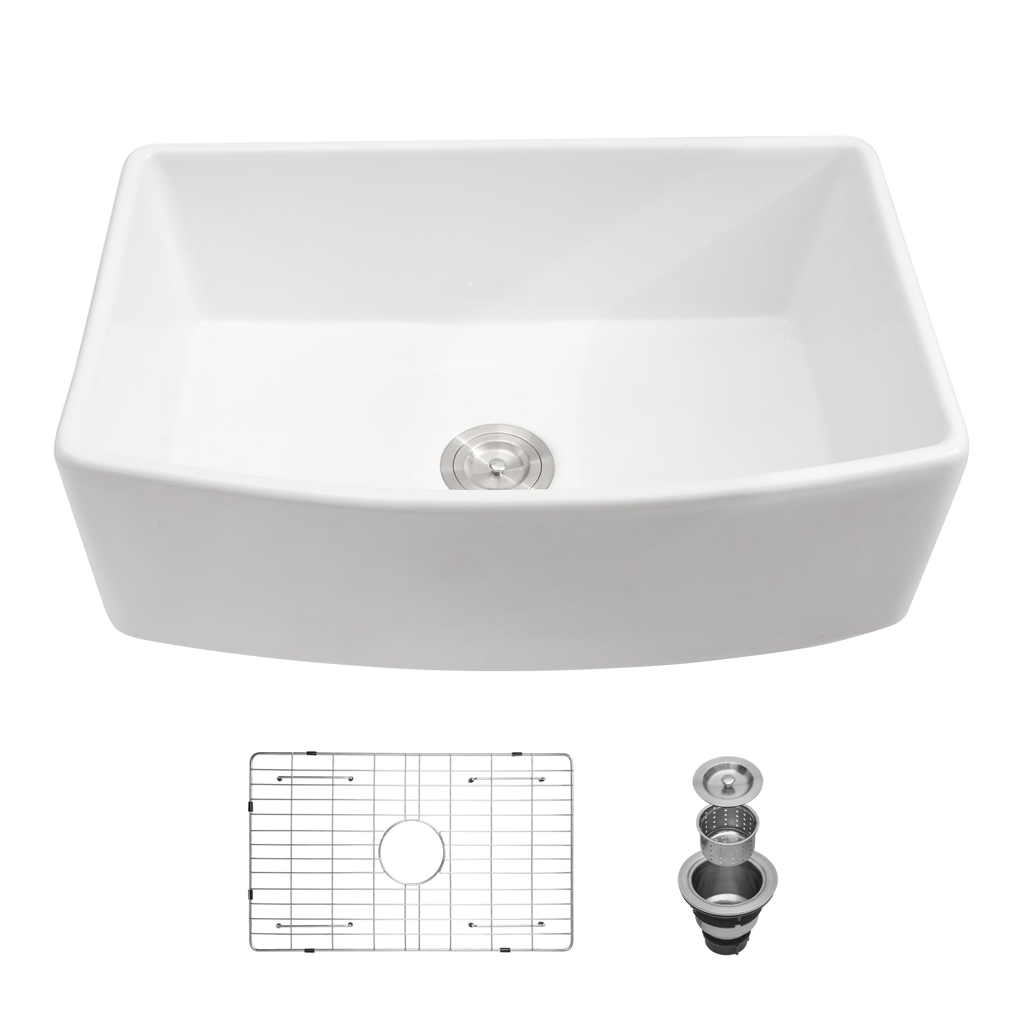 33" White Farmhouse Apron Front Kitchen Sink