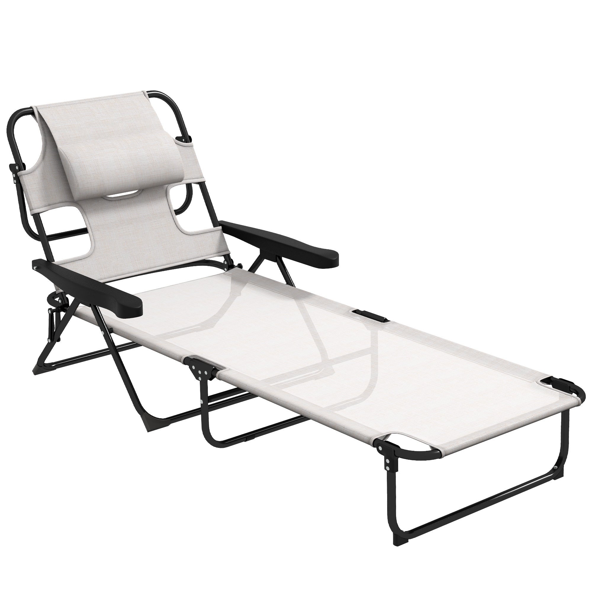 Outsunny Tanning Chaise Lounge Chair w/ Face & Arm Holes - 4-Position Beach
