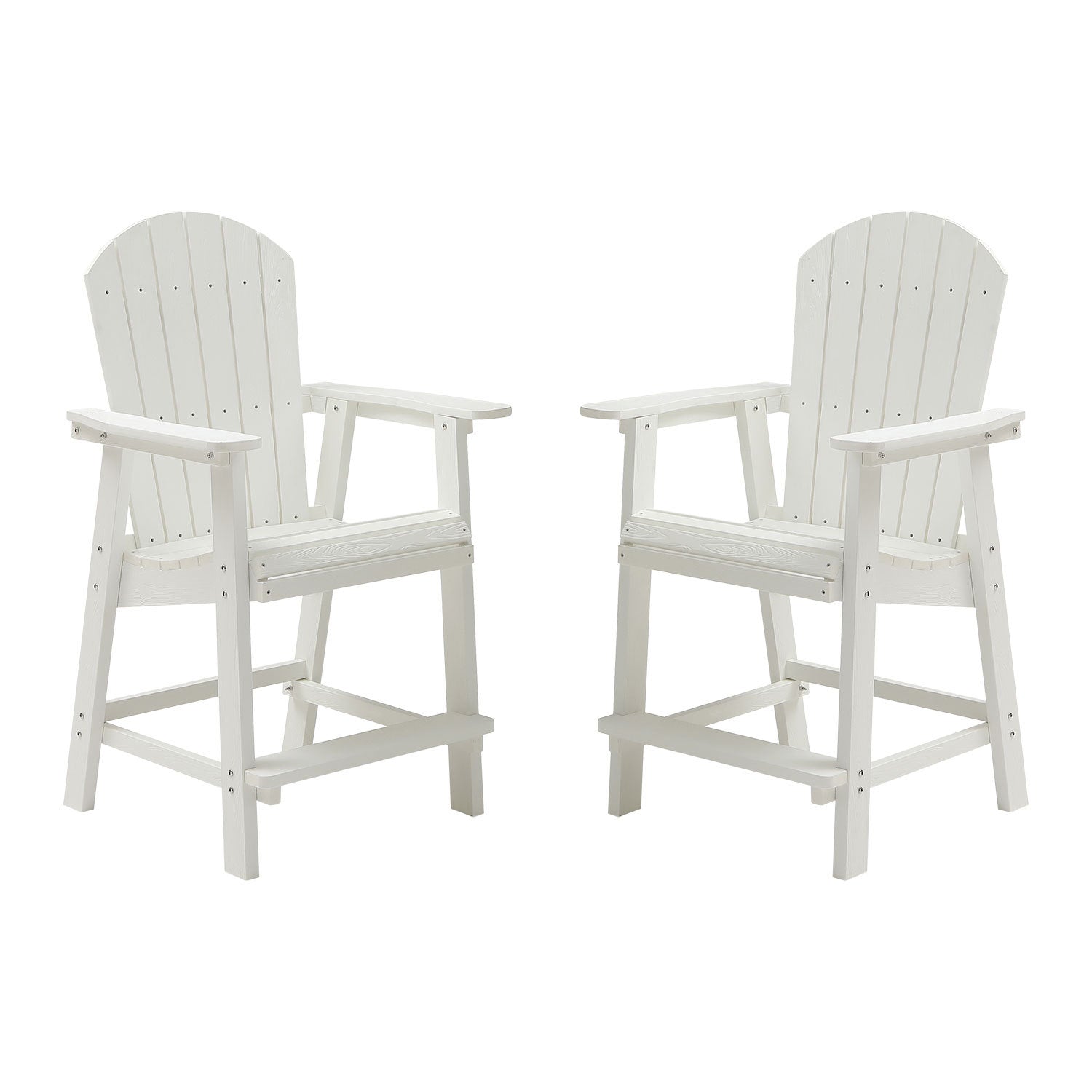 HIPS White Patio Bar Chairs Set of 2 with Armrests for Outdoor Living