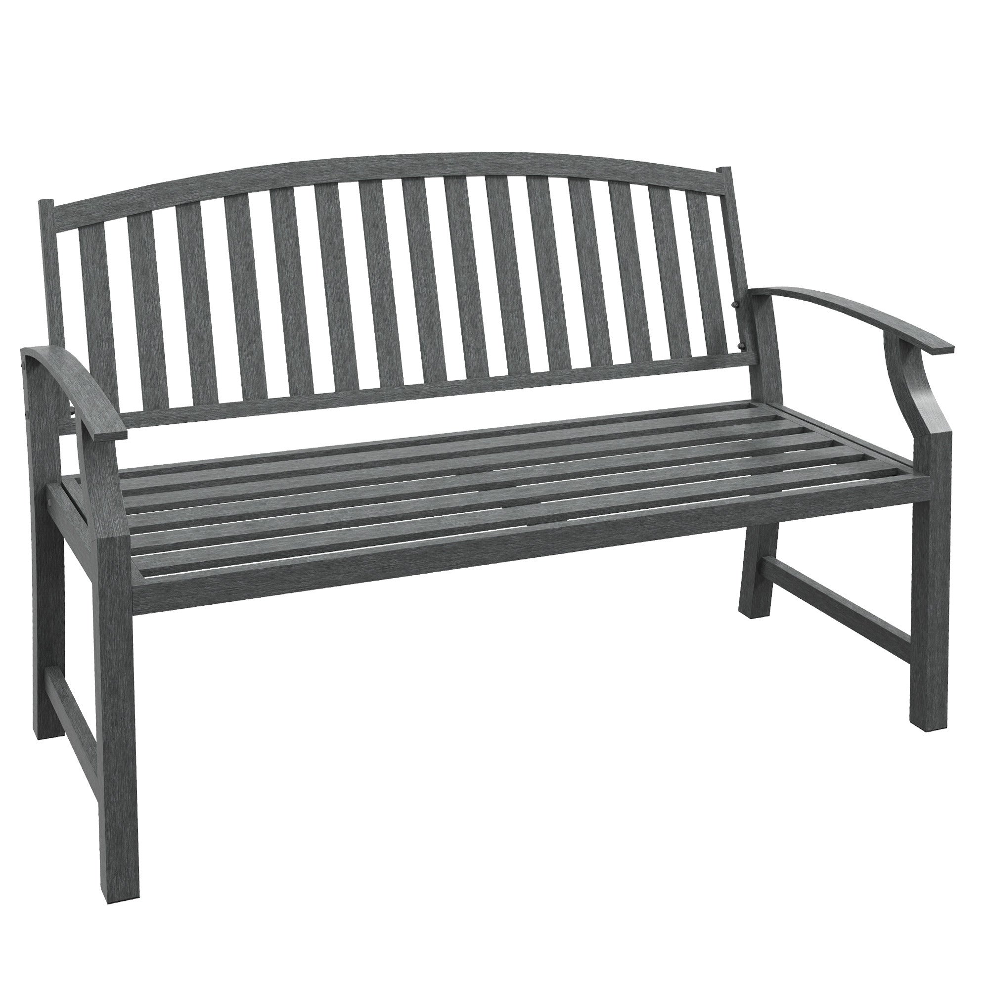 Outsunny 46" Outdoor Metal Wood Look Garden Bench, Gray