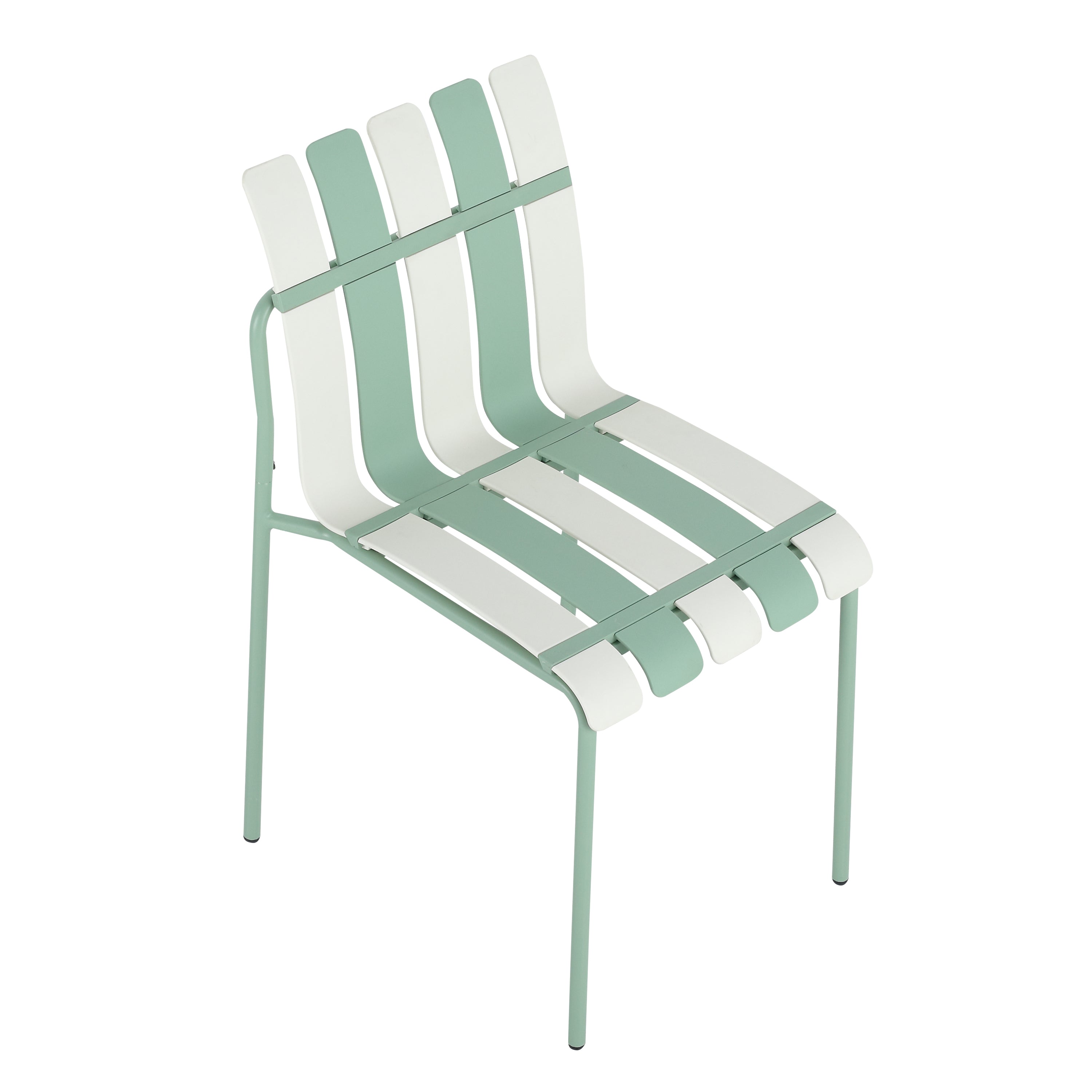 Modern Color-Block 4-Chair Set: UV/Rust-Proof White/Green
