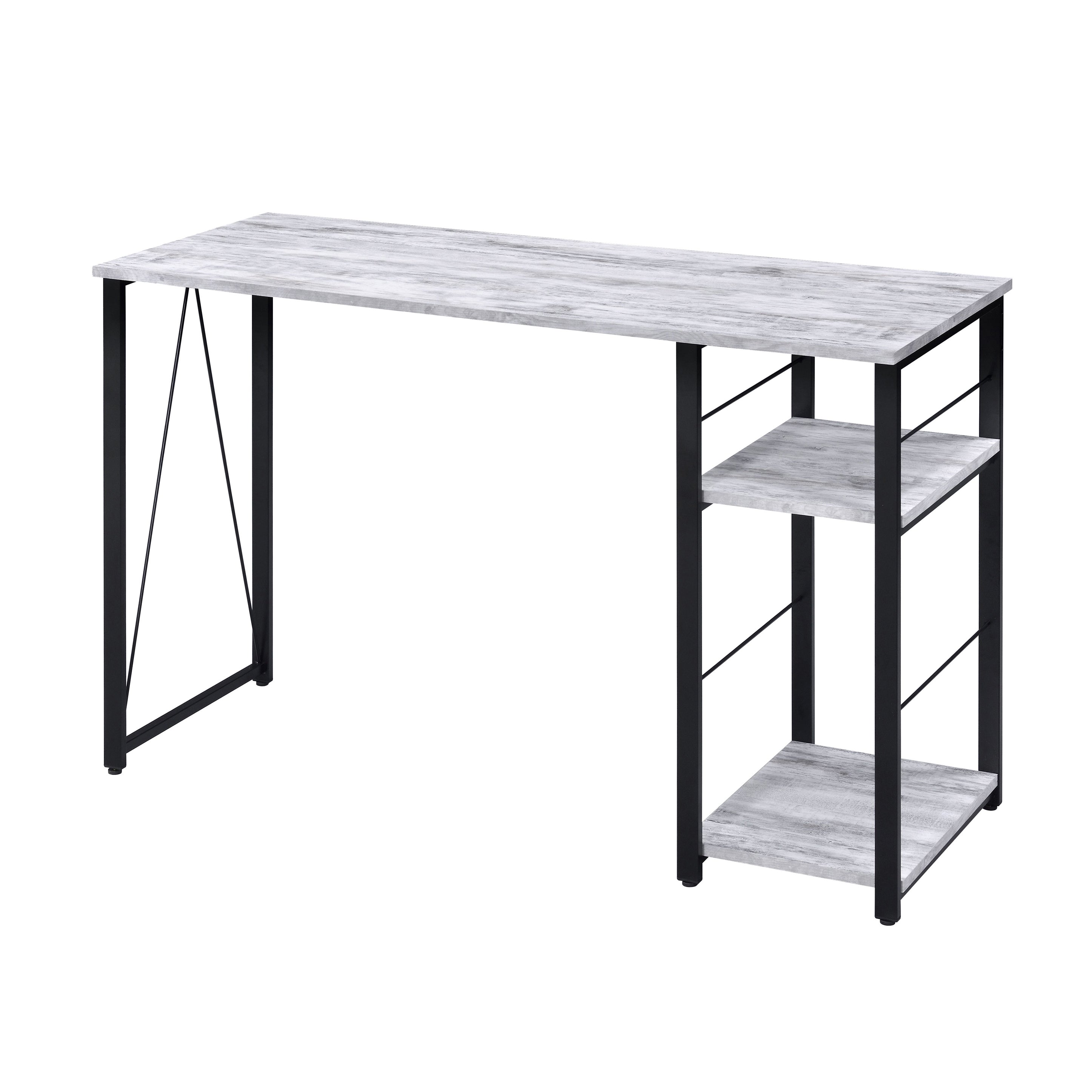 Antique White & Black 2-Shelf Writing Desk