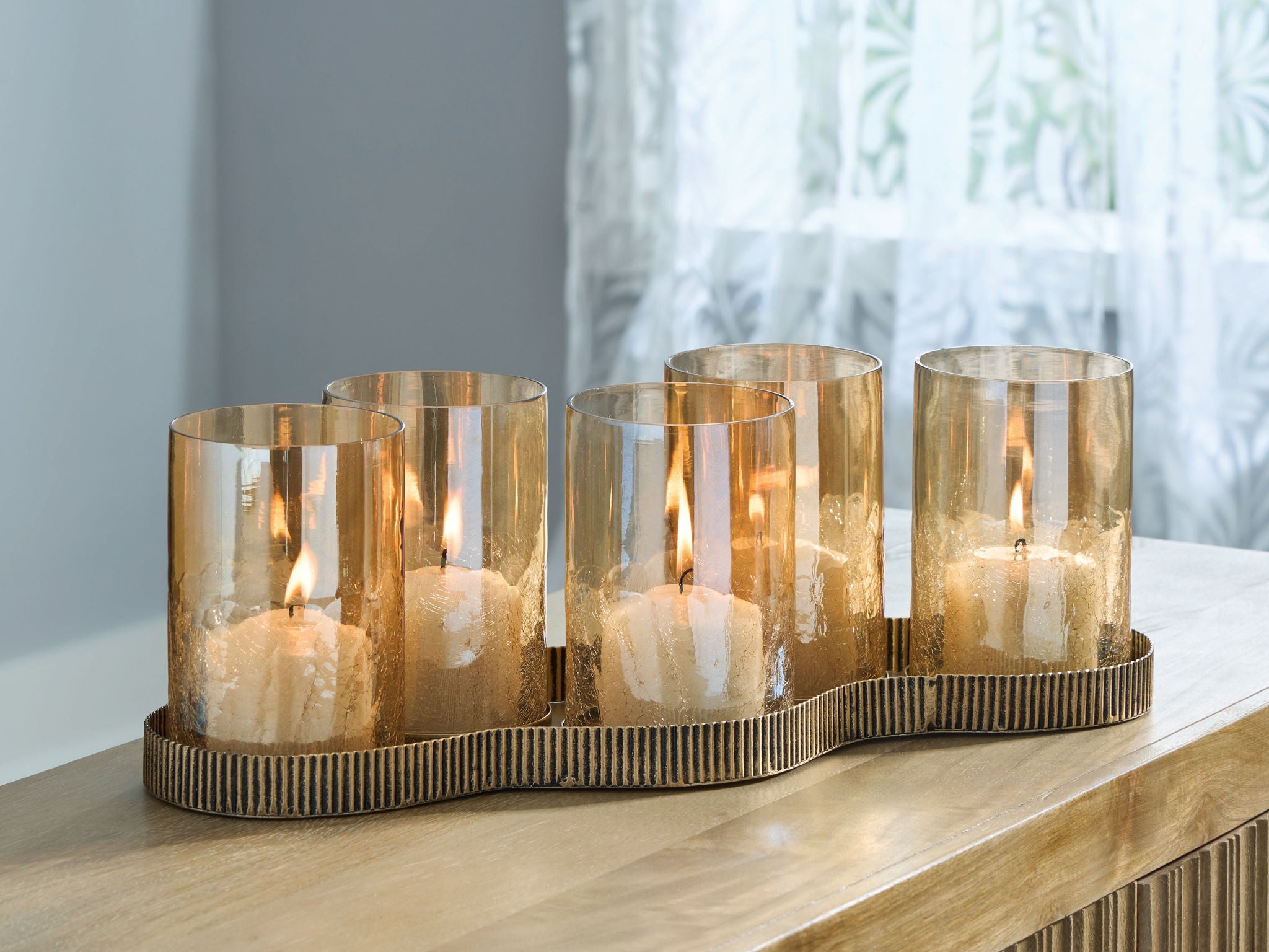 Evereton - Candle Holder - Antique Gold Finish