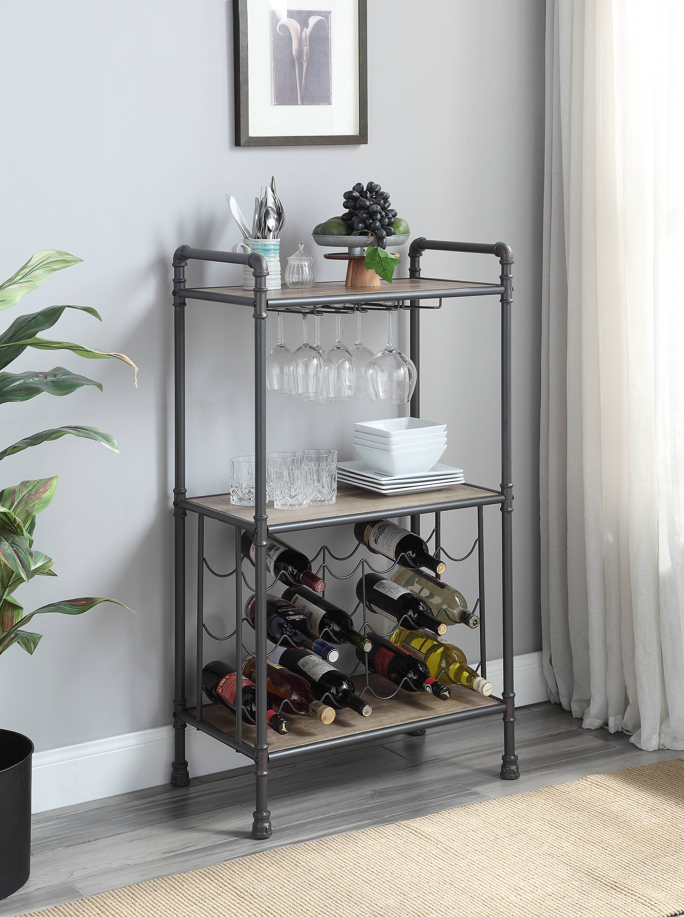 Brantley Wine Rack: Oak & Sandy Gray Finish