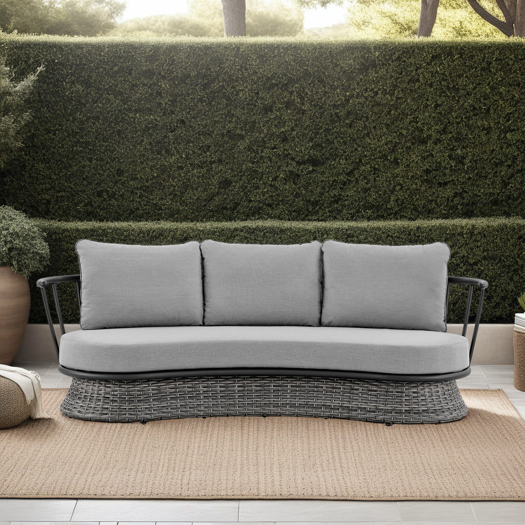 Giotto Black/Dark Gray Wicker Aluminum Outdoor Sofa