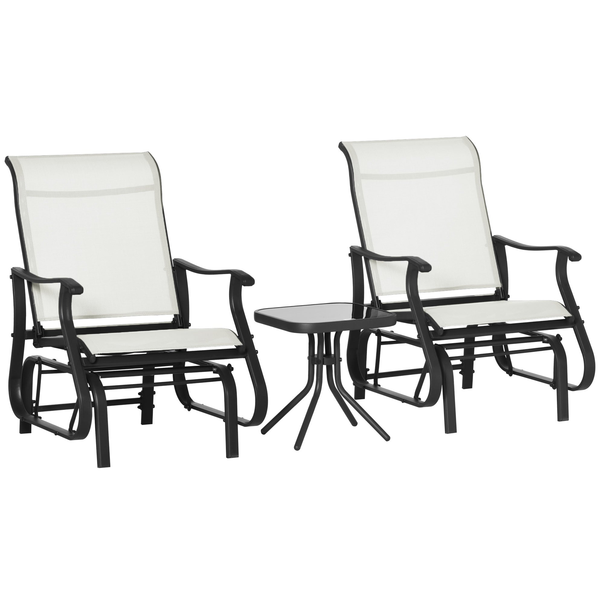 Outsunny 3-PC Outdoor Glider Bistro Set w/Table for Patio Garden