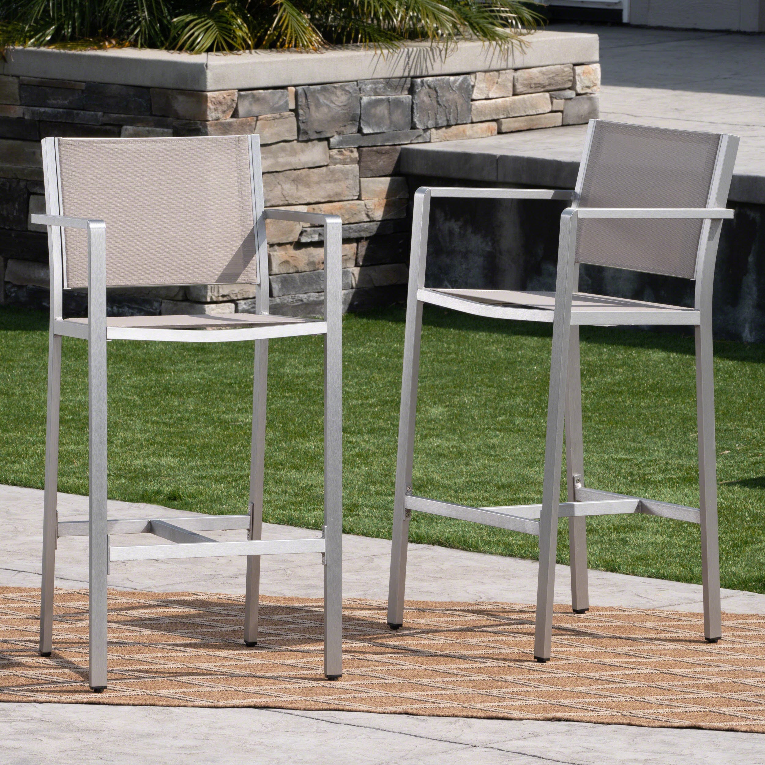 Grey Mesh Barstools (29.5", Set of 2)