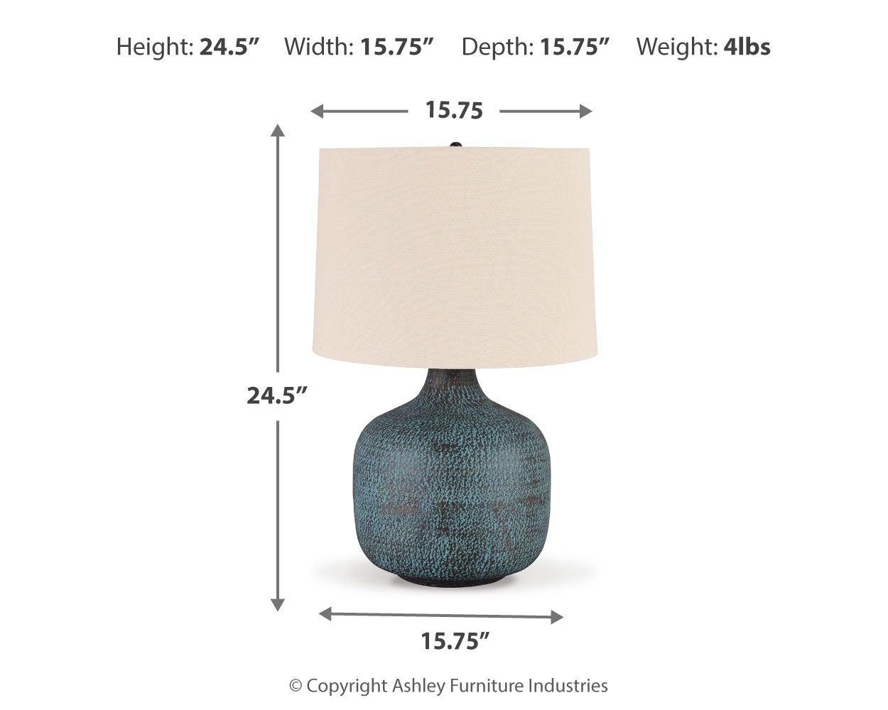 Malthace - Metal Table Lamp  - Patina