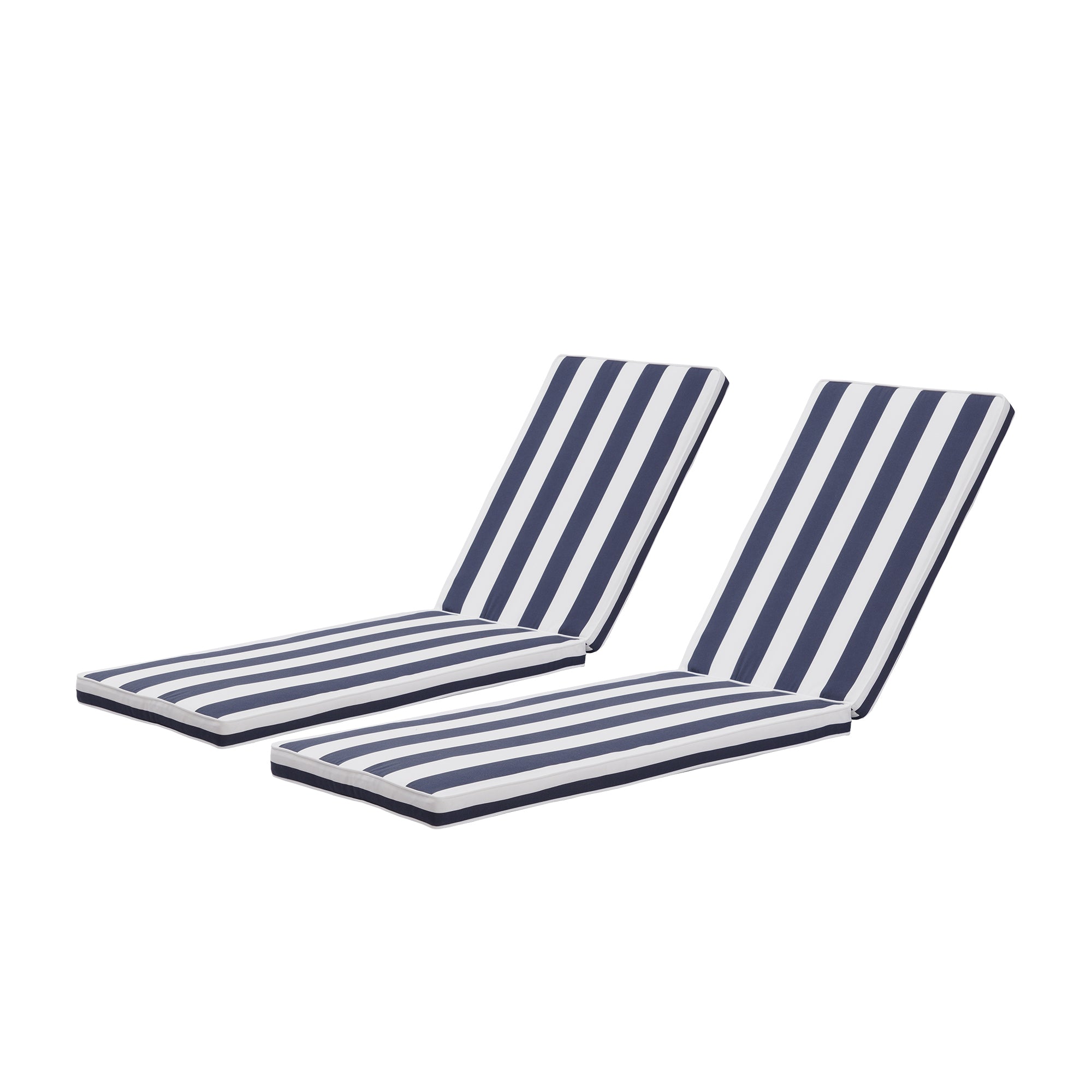 2-Piece Outdoor Chaise Lounge Replacement Cushions Blue Striped