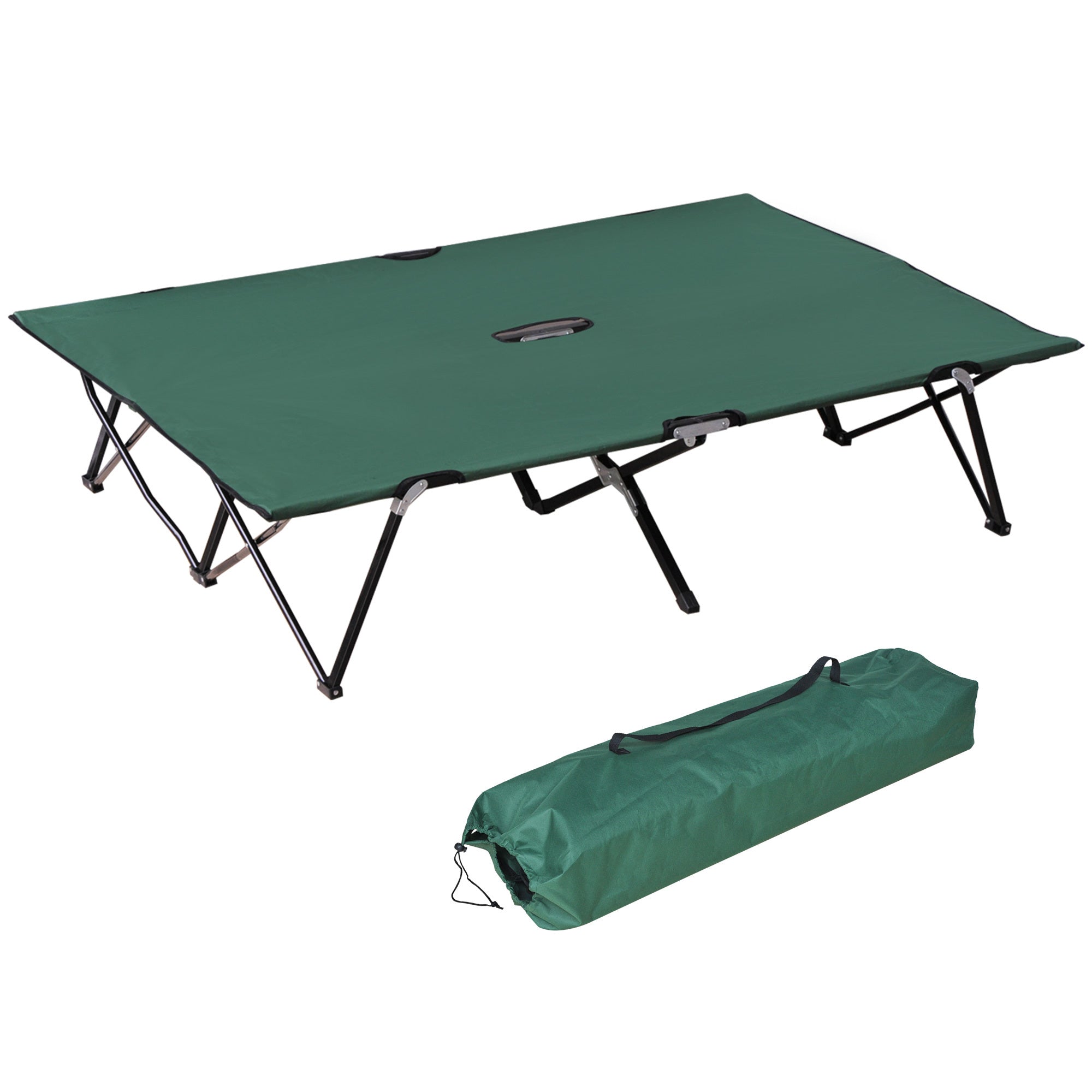 Outsunny 2-Person Folding Camping Cot - Wide, Portable, Elevated Bed