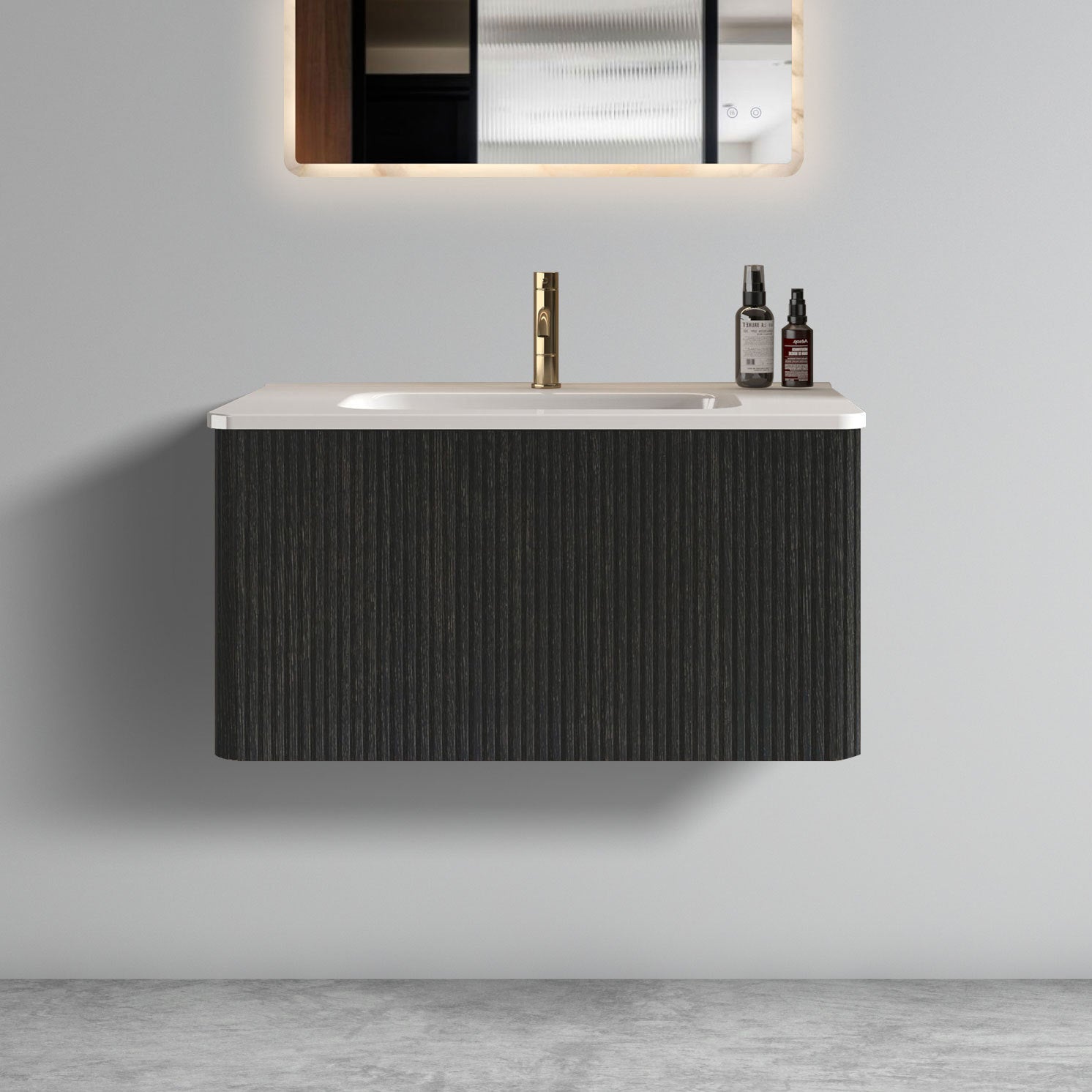 Etna 30" Black Oak Floating Bathroom Vanity