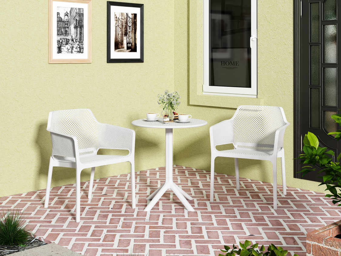 White 3-Piece Bistro Armchair Set - GRS Premium Ocean Plastic