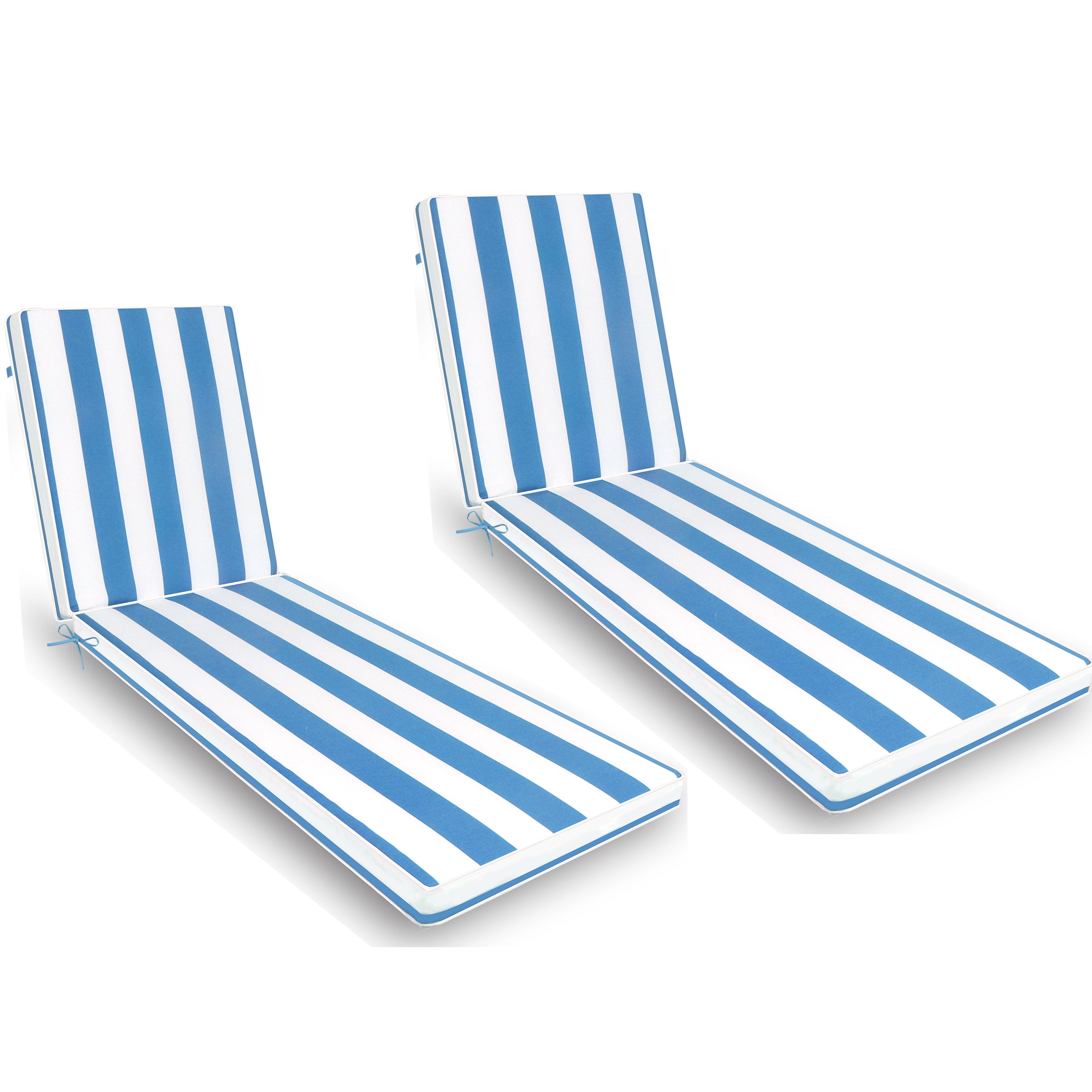 2PC Outdoor Patio Chaise Lounge Chair Cushion Replacement Blue/White