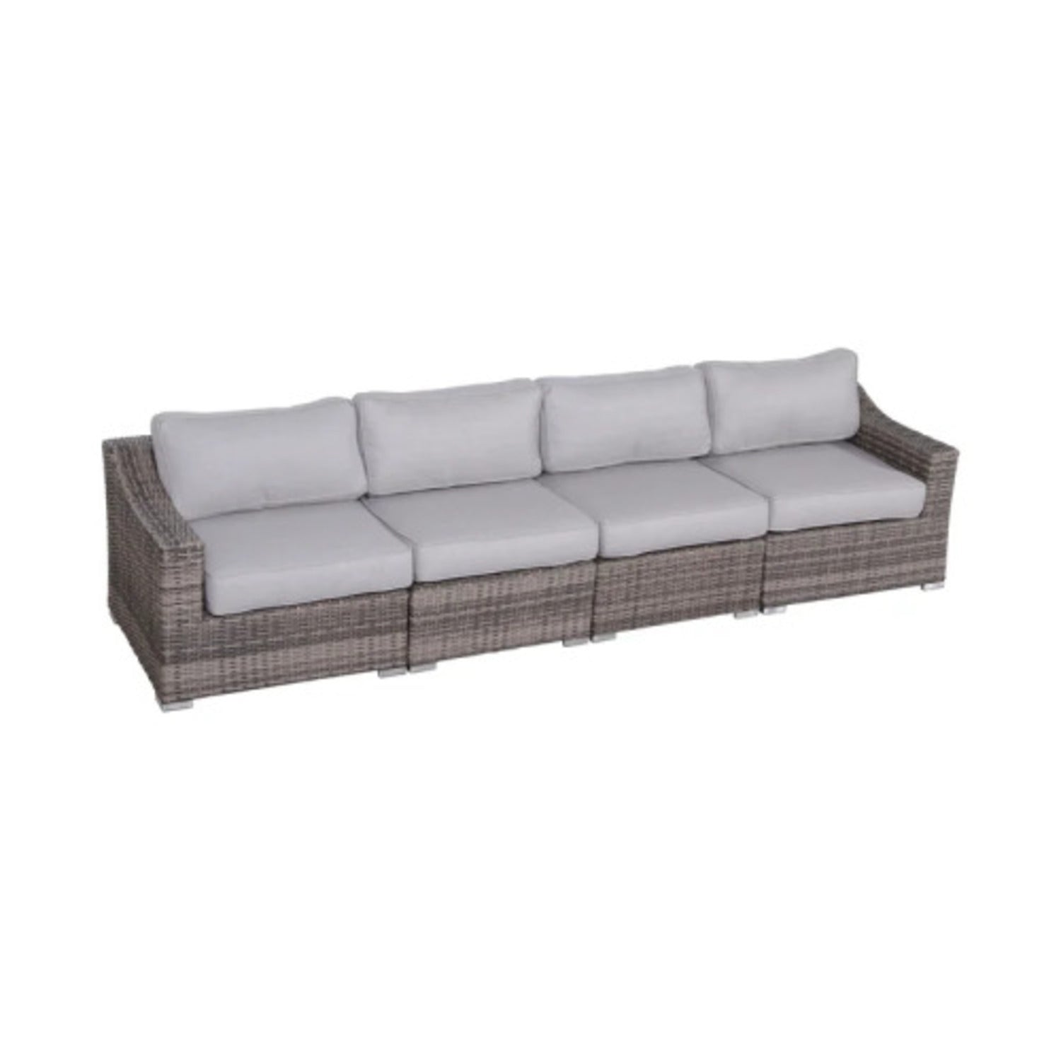 Elegant Fully Assembled 4-Pc Grey Rattan Wicker Sectional Set w/ Cushions